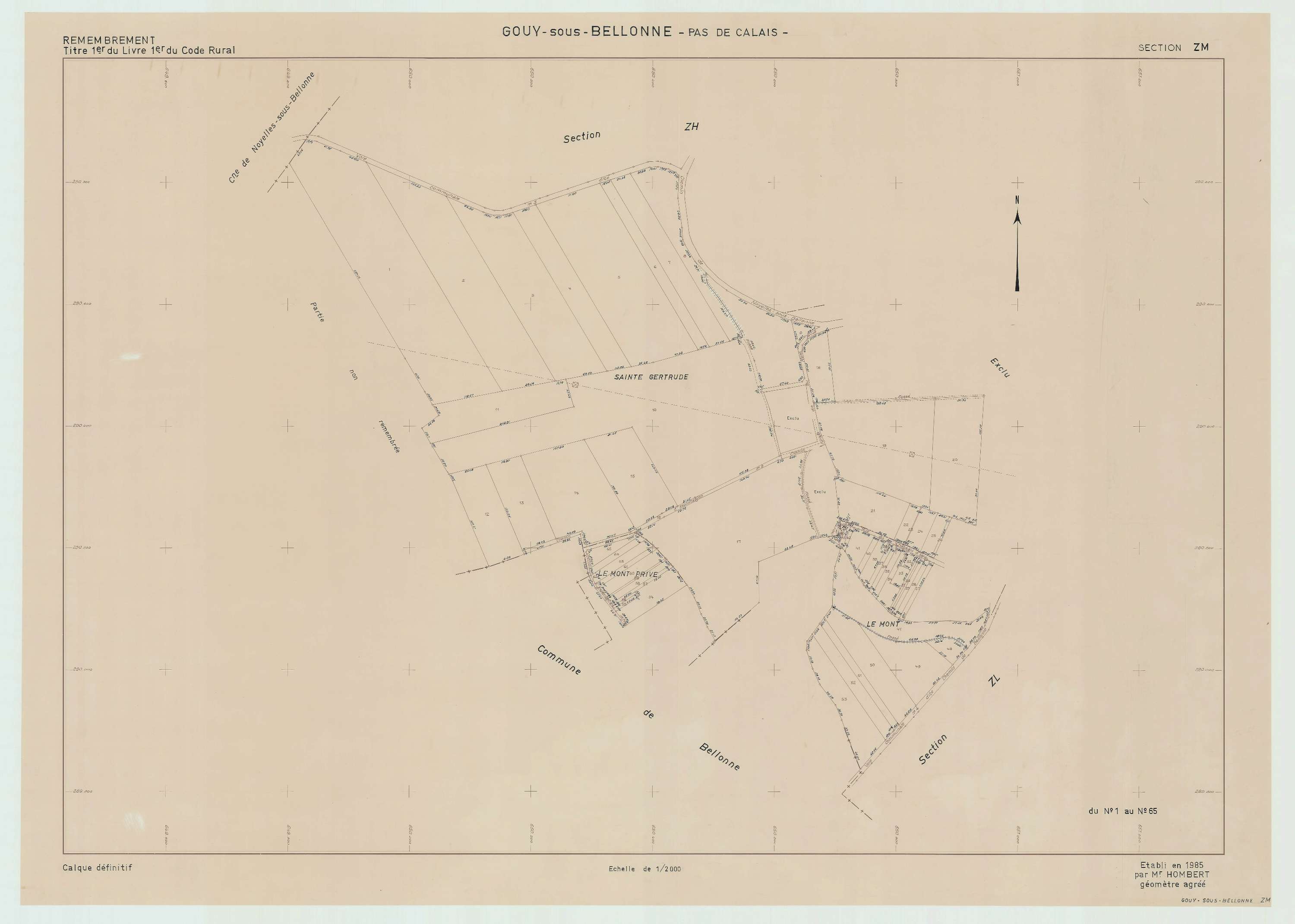 Gouy-sous-Bellonne - Plan de remembrement : section ZM.