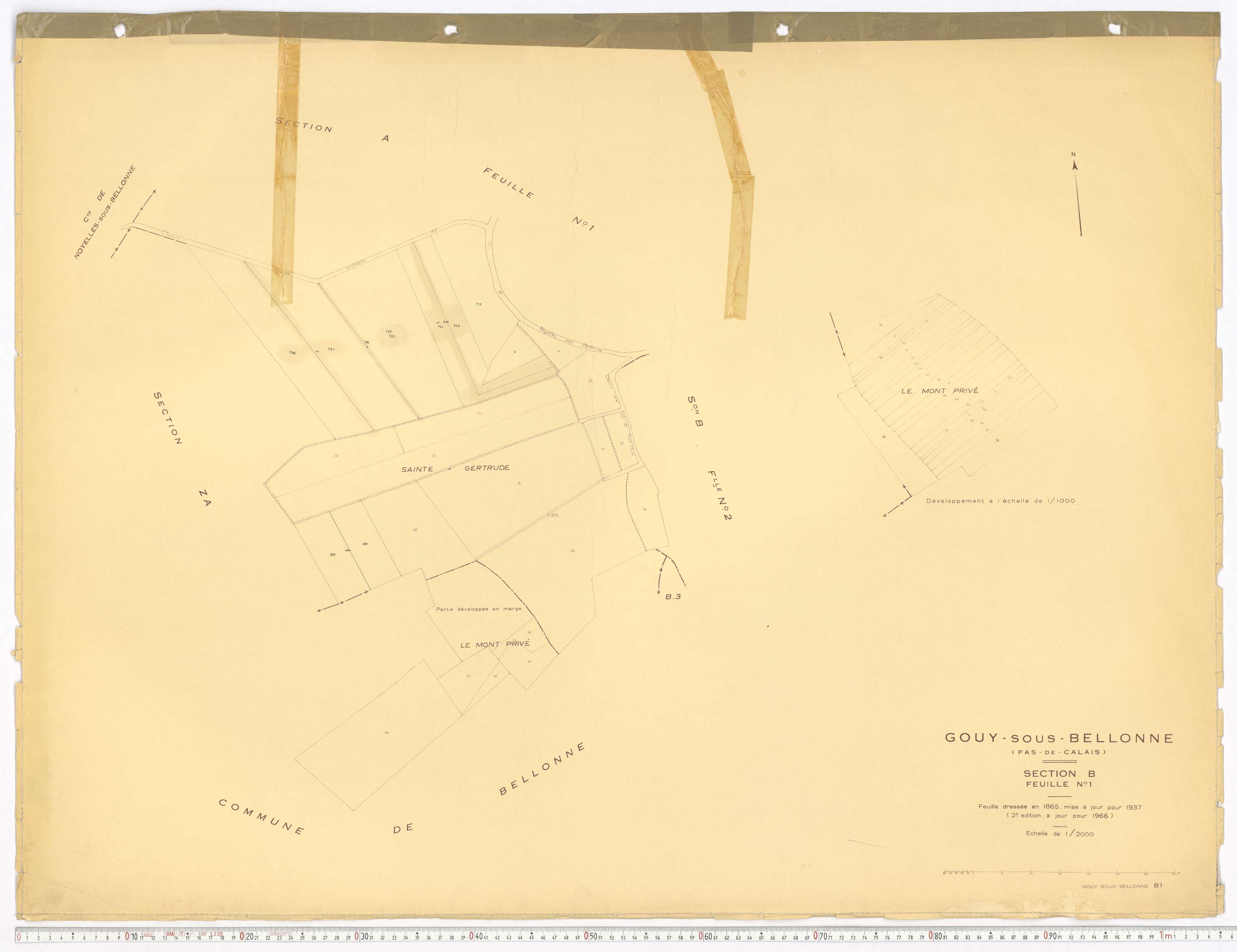 Gouy-sous-Bellonne - Section B, feuille 1.