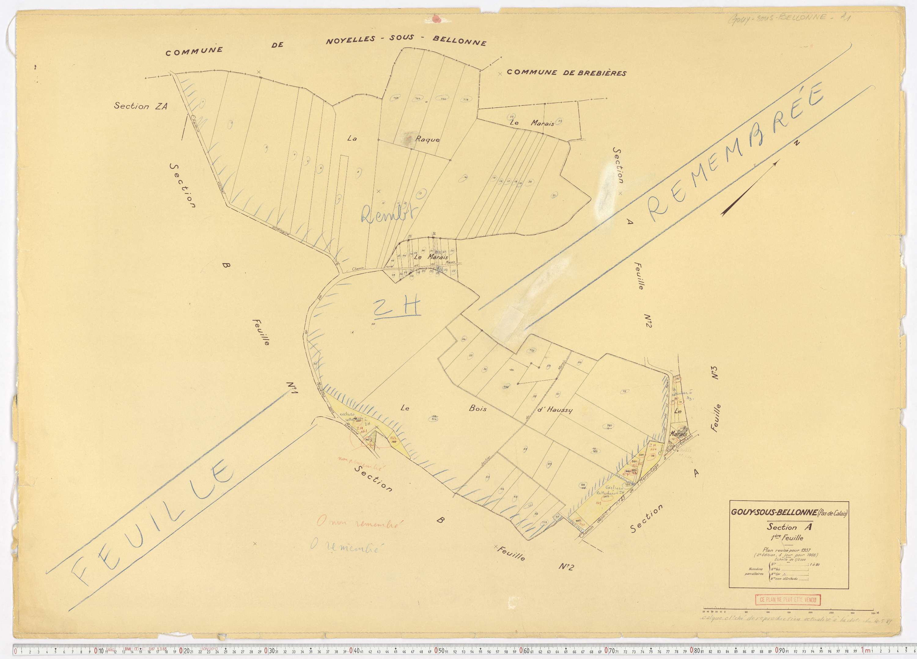 Gouy-sous-Bellonne - Section A, feuille 1.