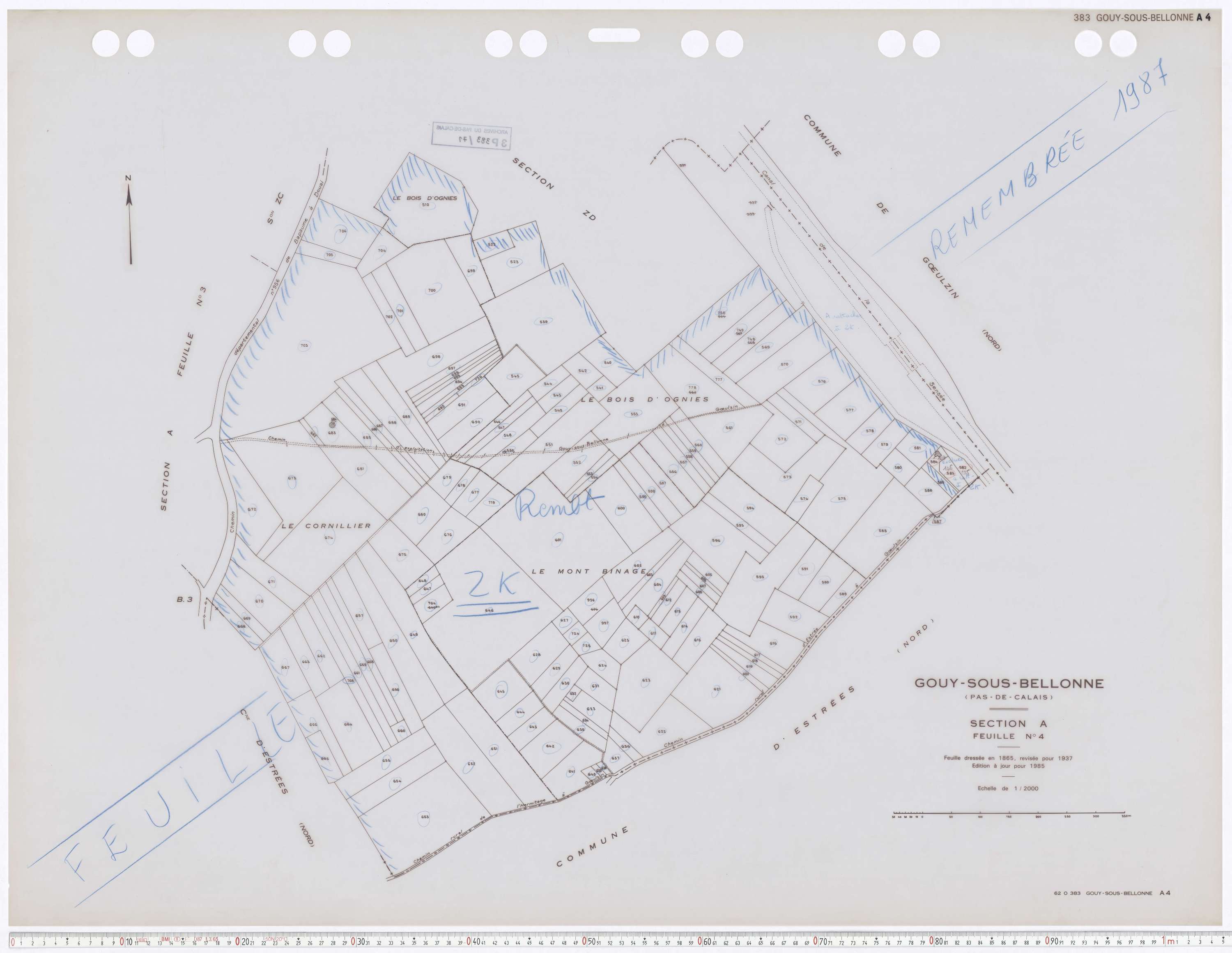 Gouy-sous-Bellonne - Section A, feuille 4.