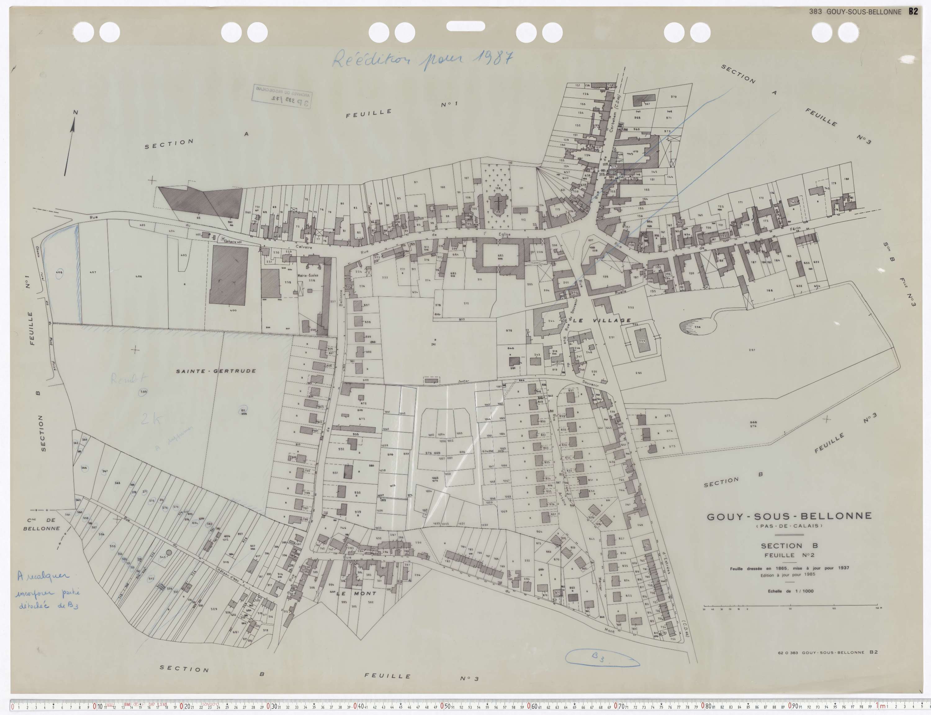 Gouy-sous-Bellonne - Section B, feuille 2.