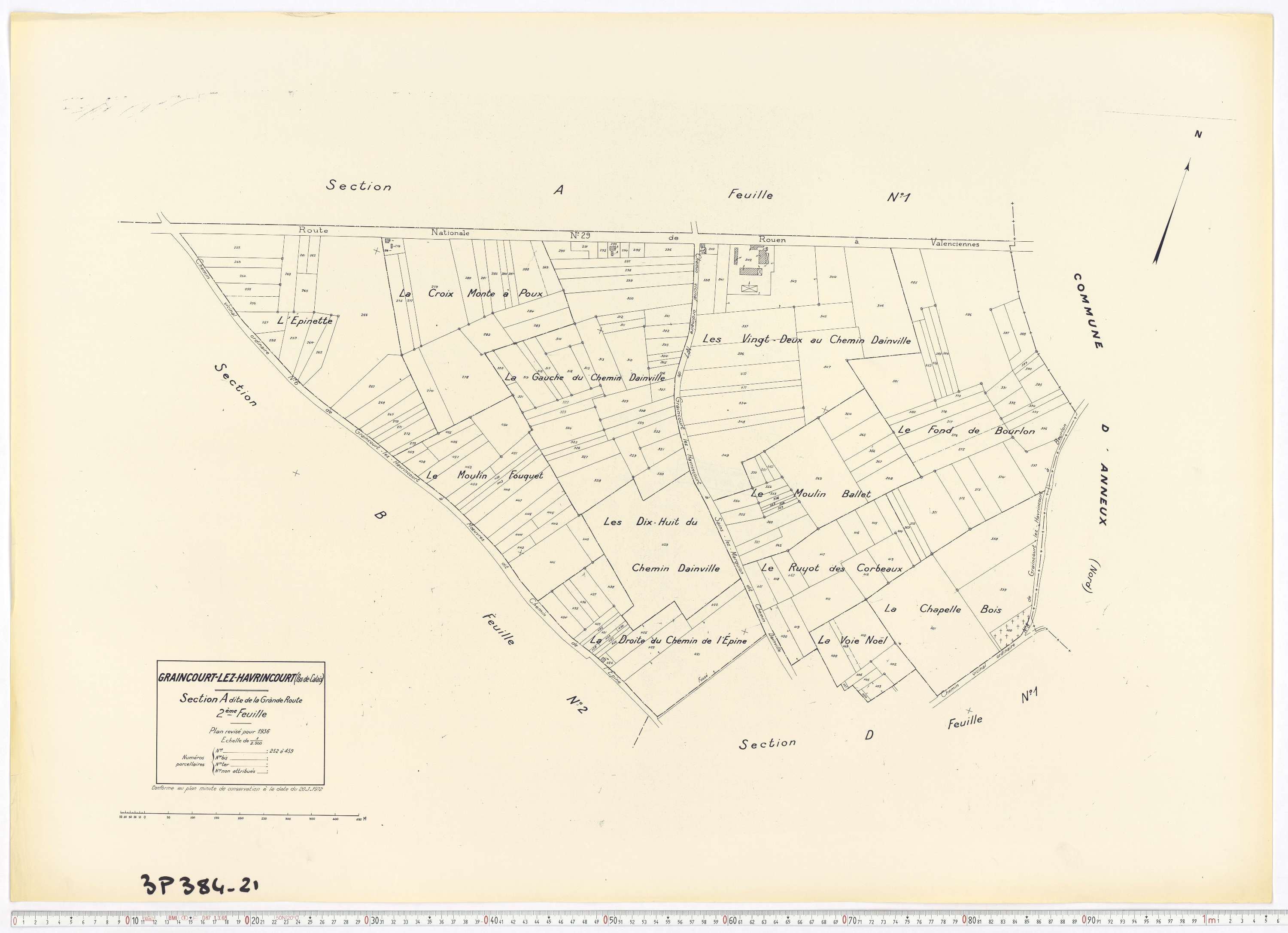 Graincourt-lès-Havrincourt - Section A, feuille 2.