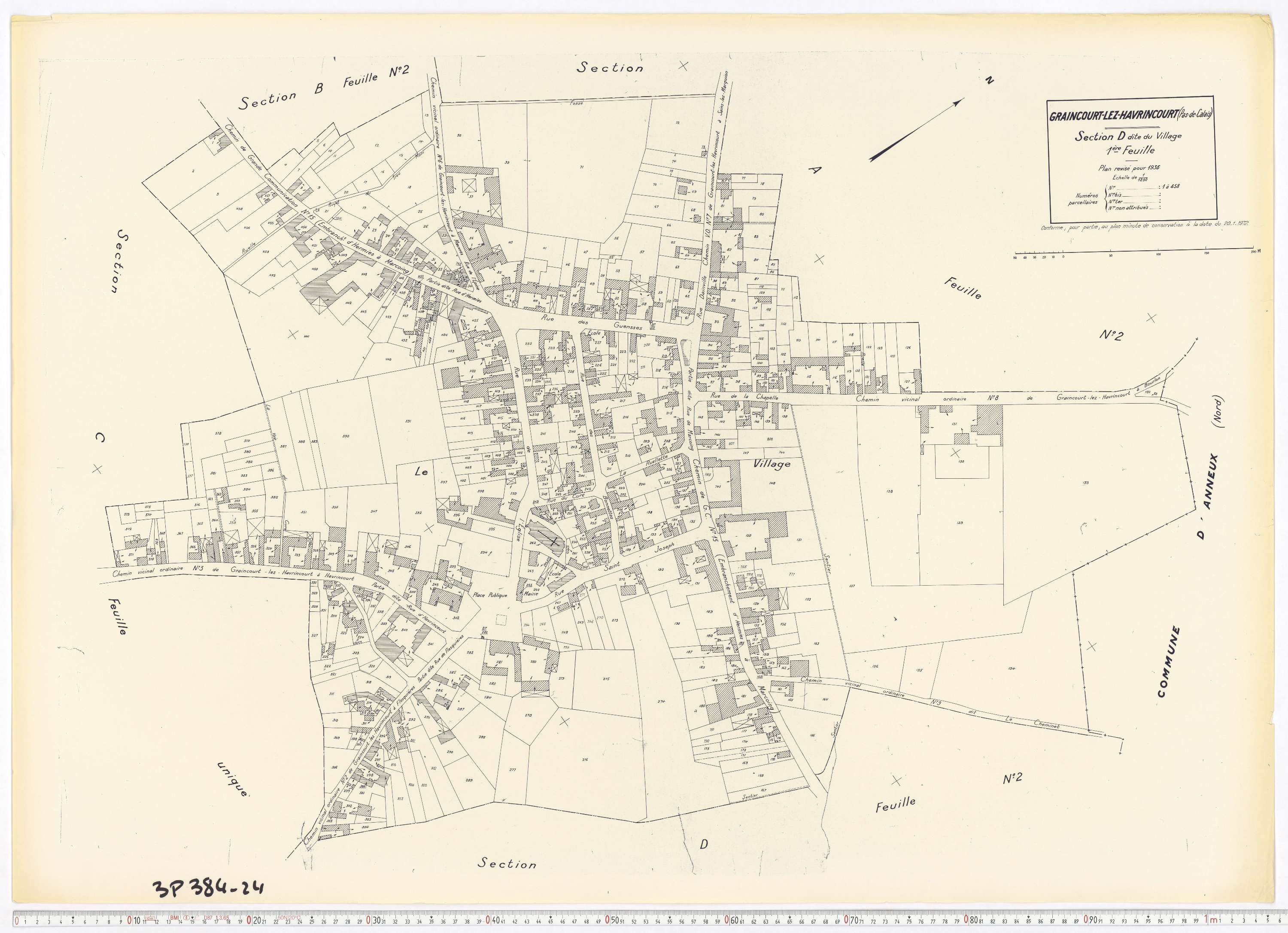 Graincourt-lès-Havrincourt - Section D, feuille 1.