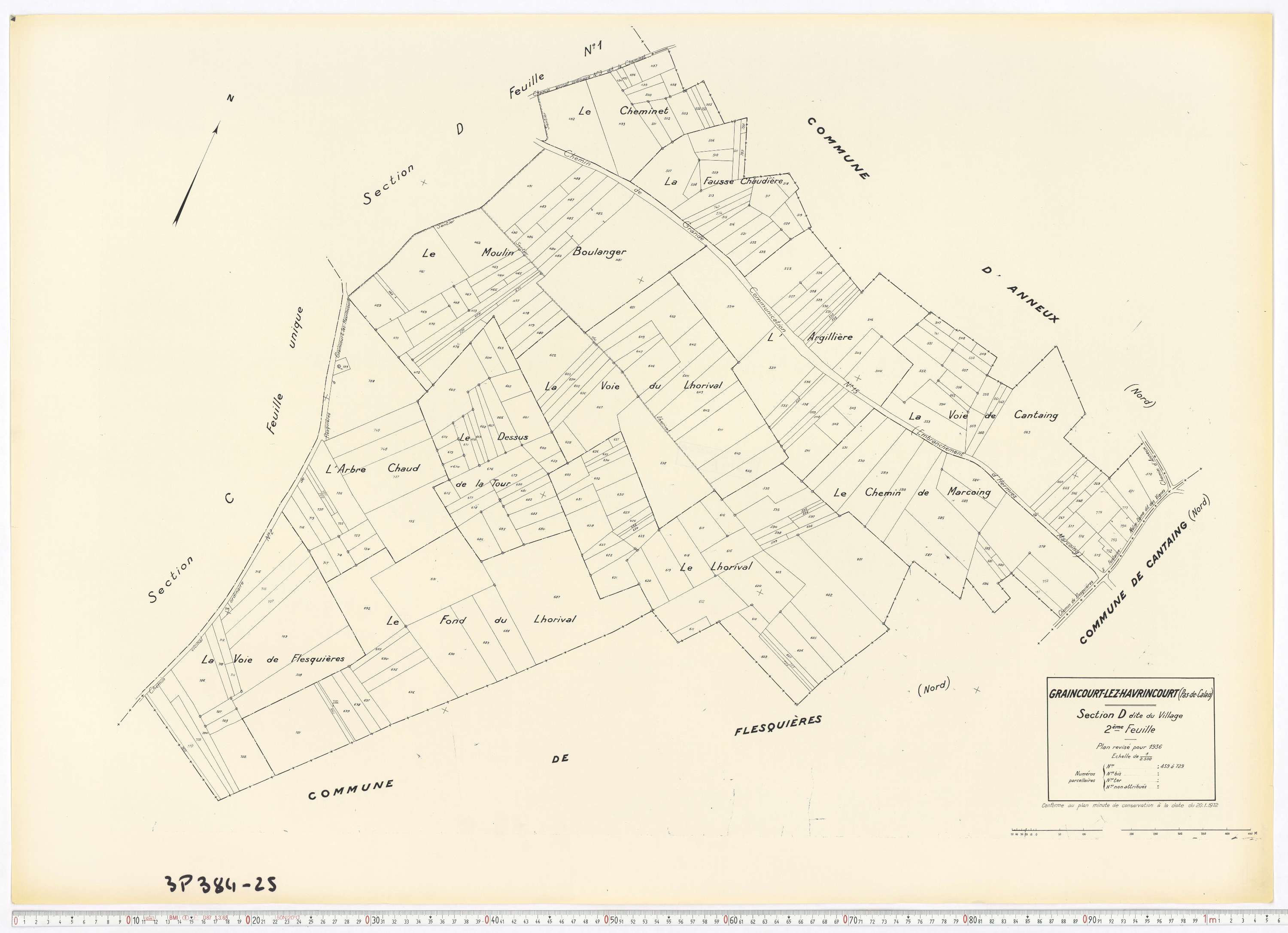 Graincourt-lès-Havrincourt - Section D, feuille 2.