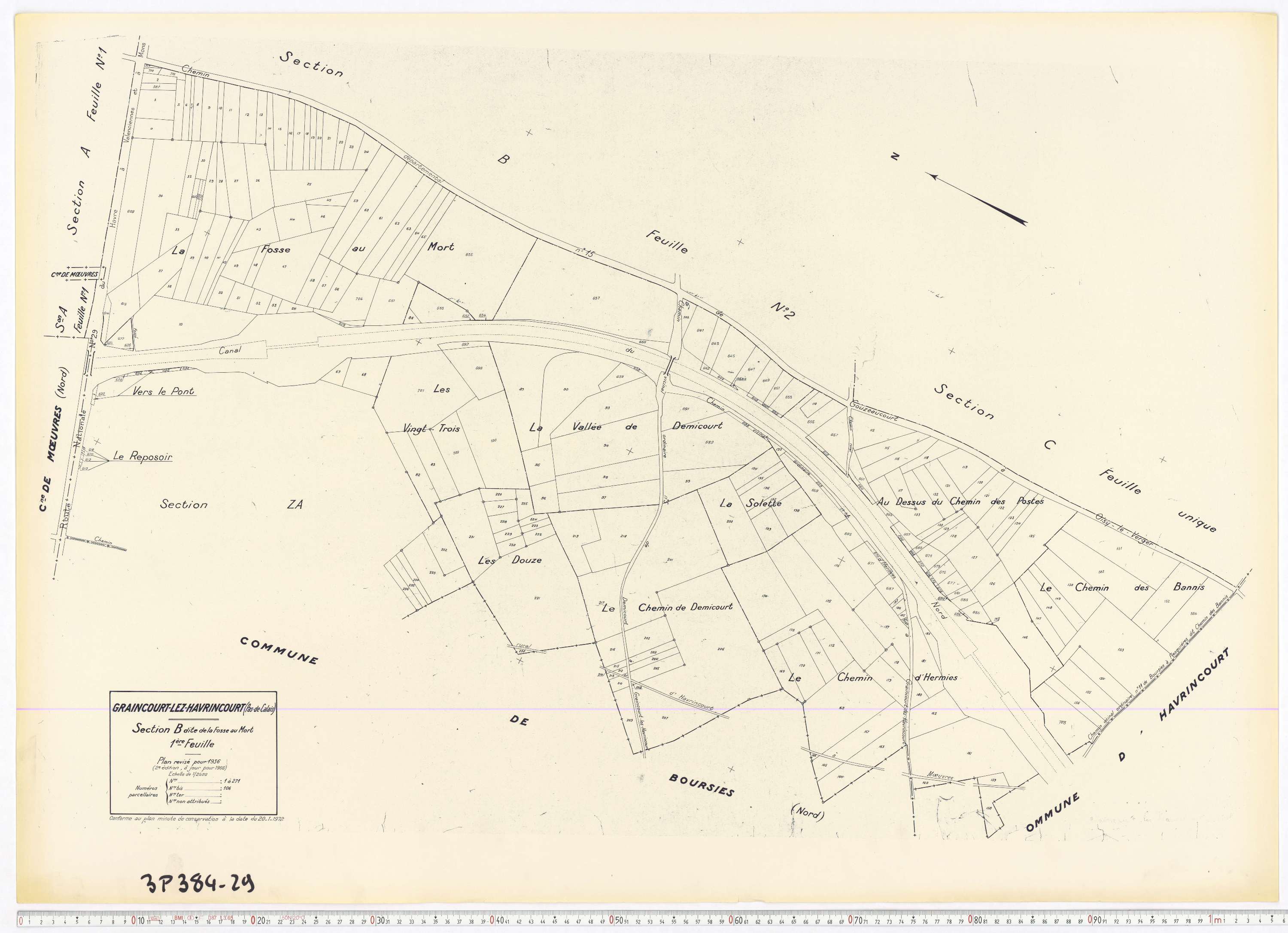 Graincourt-lès-Havrincourt - Section B, feuille 1.