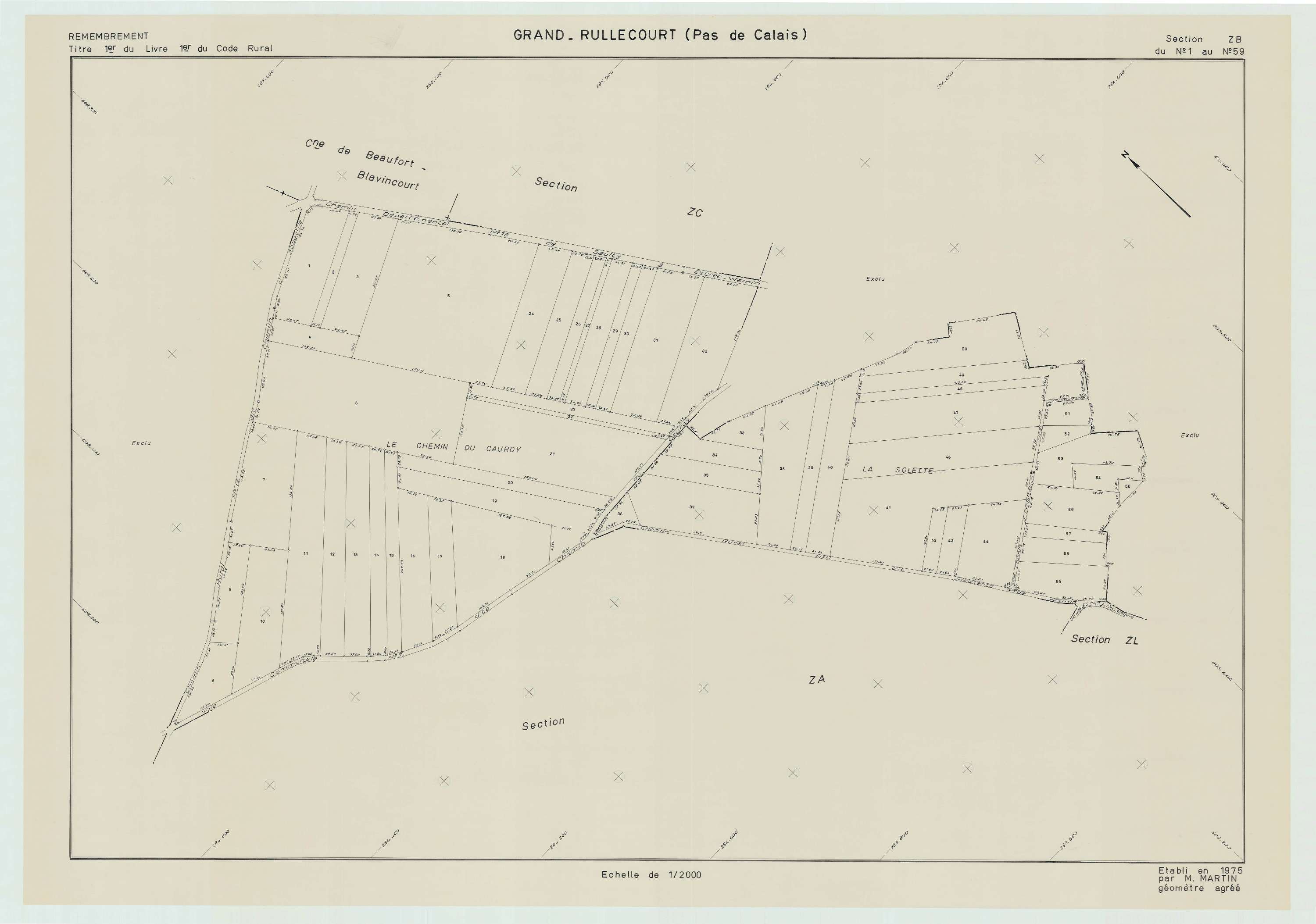 Grand-Rullecourt - Plan de remembrement : section ZB.