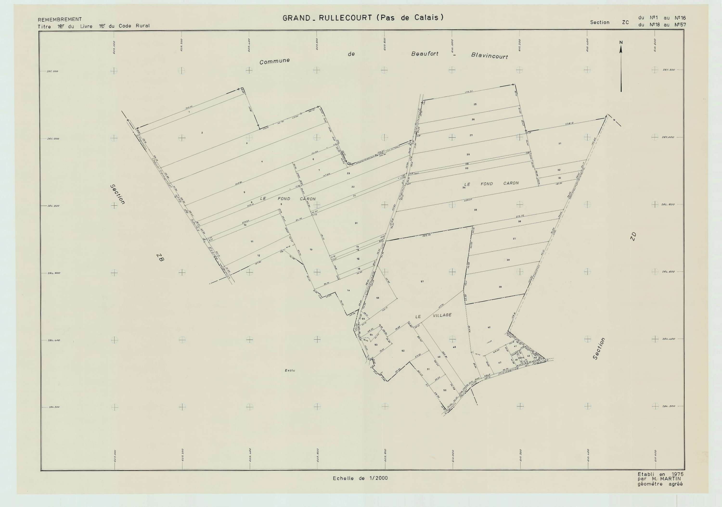 Grand-Rullecourt - Plan de remembrement : section ZC.