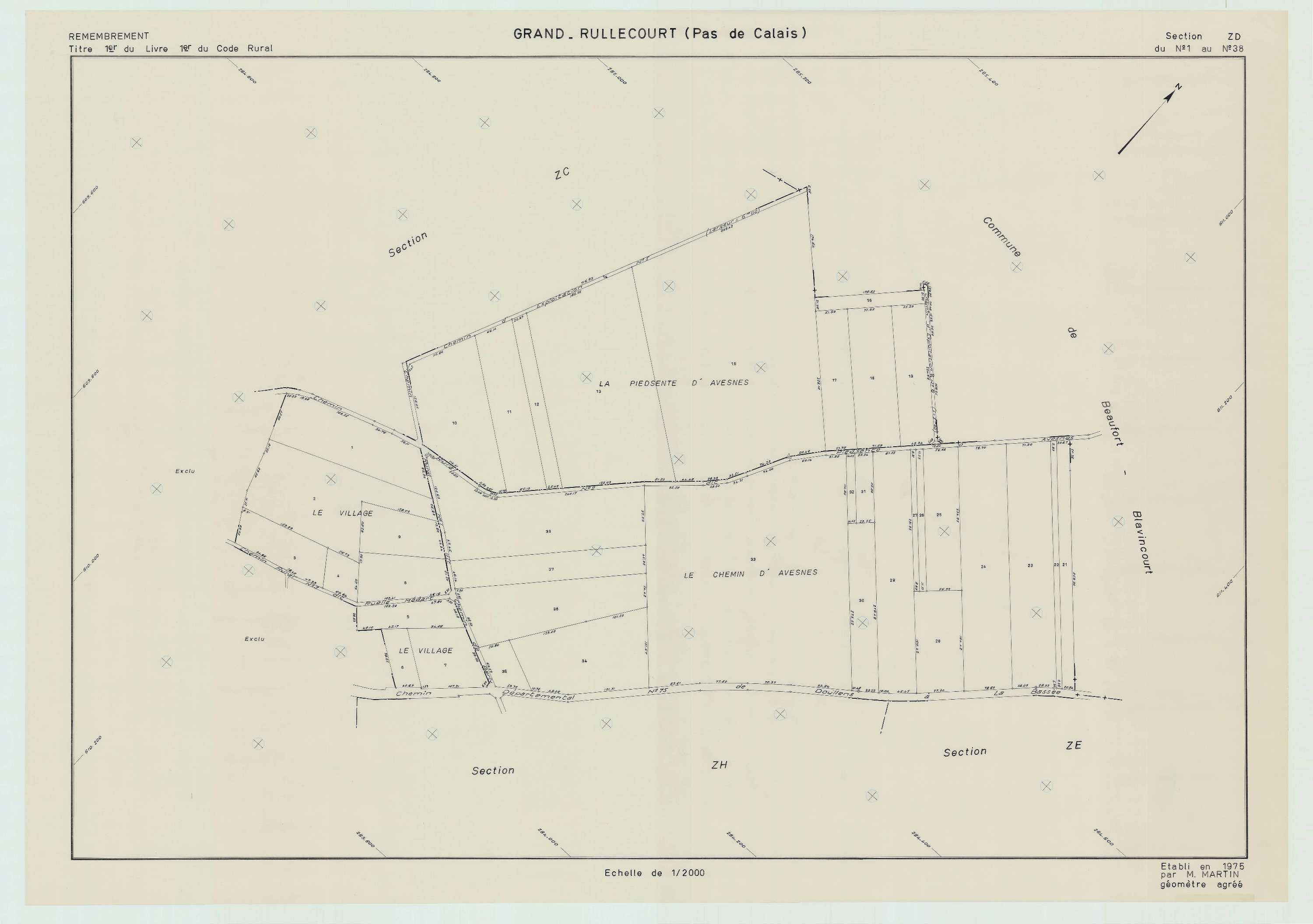 Grand-Rullecourt - Plan de remembrement : section ZD.