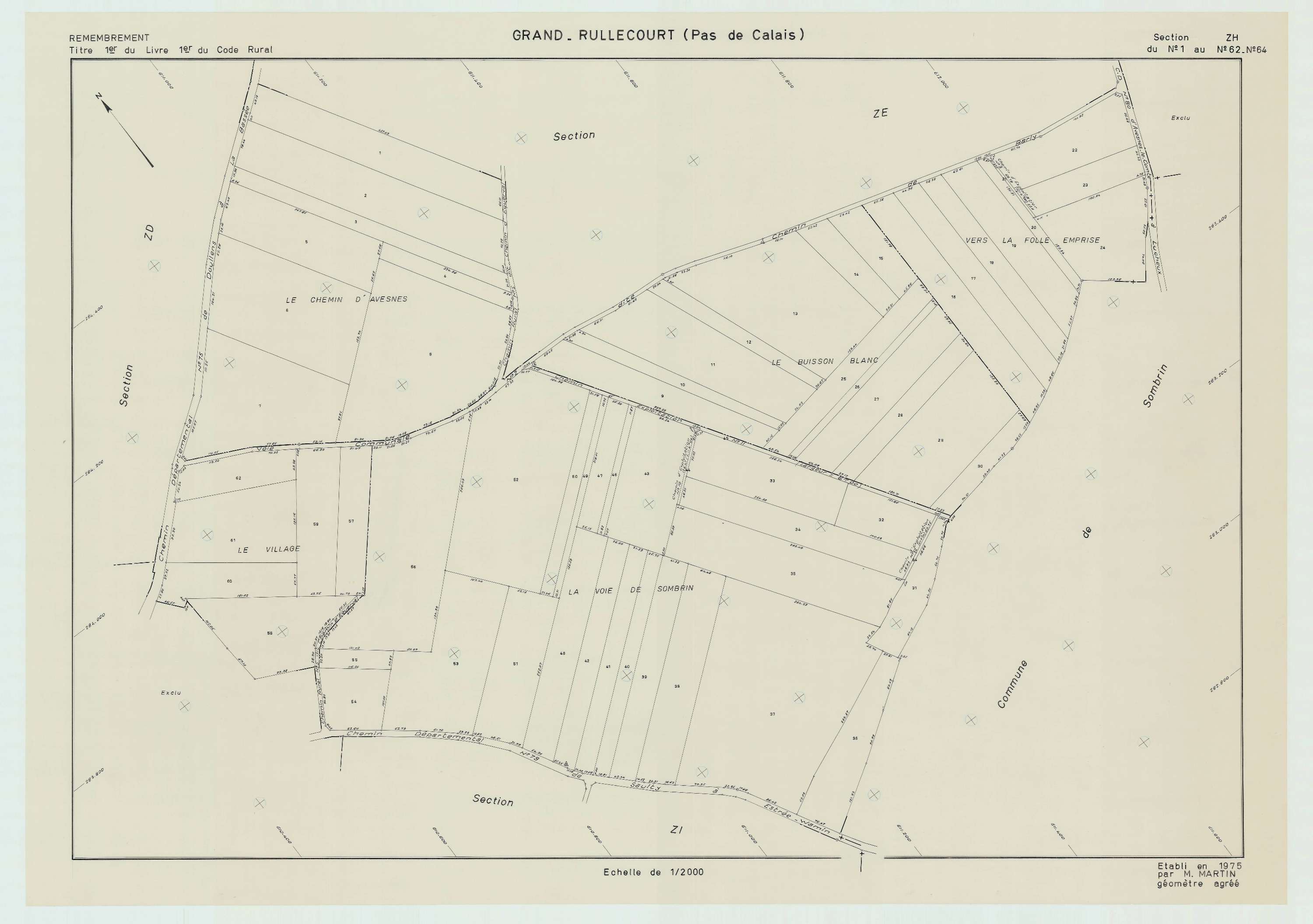 Grand-Rullecourt - Plan de remembrement : section ZH.