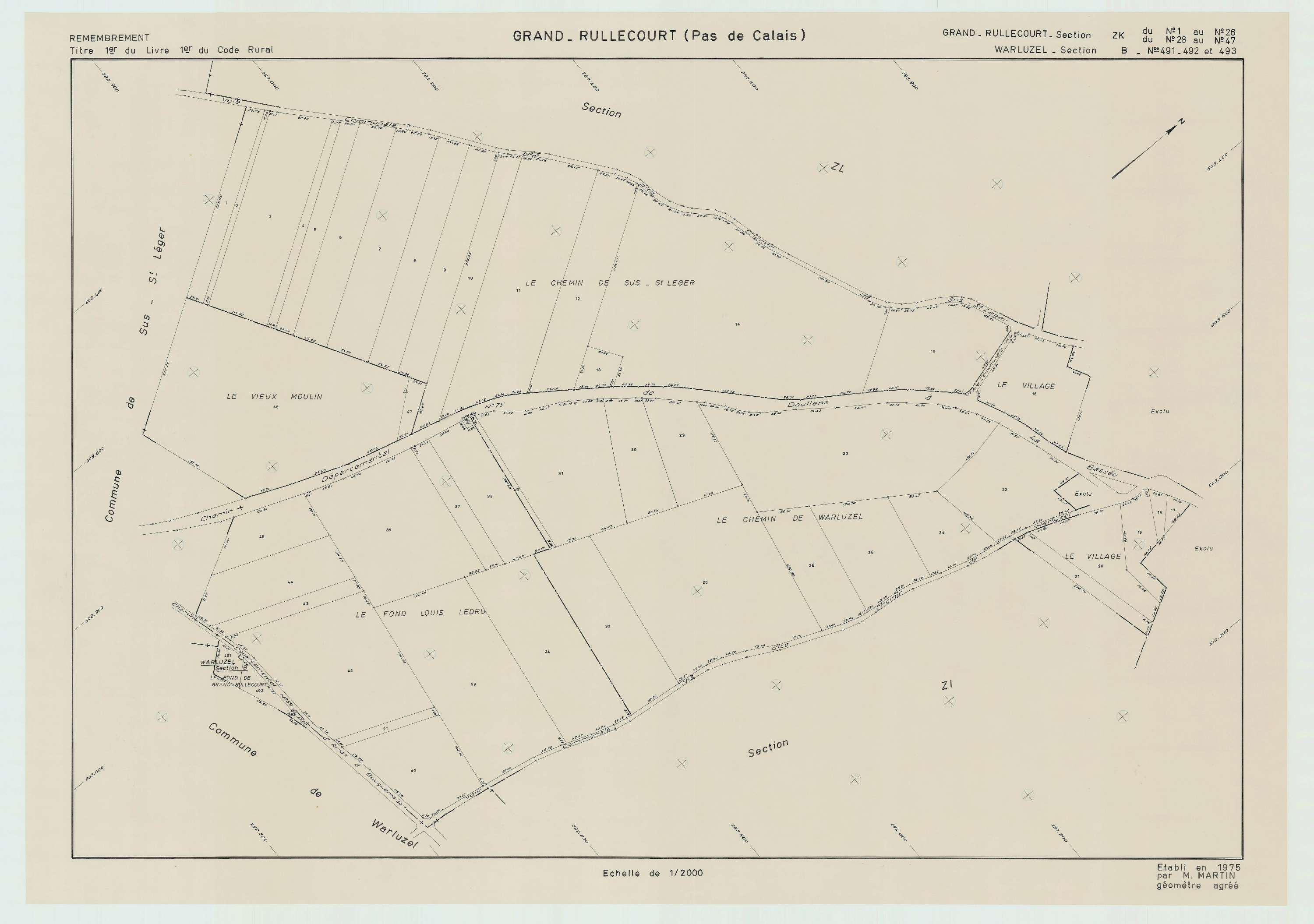 Grand-Rullecourt - Plan de remembrement : section ZK.