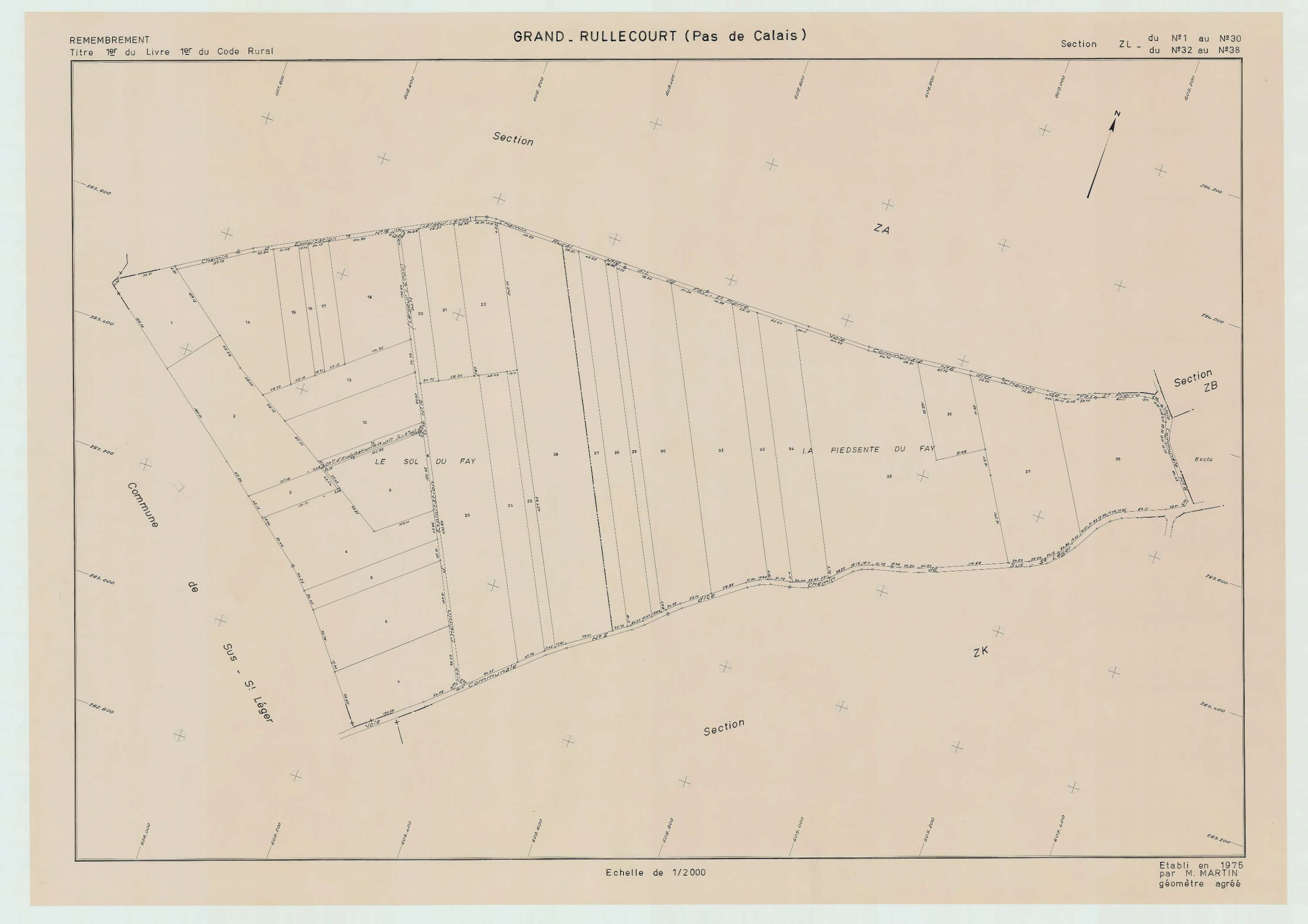 Grand-Rullecourt - Plan de remembrement : section ZL.