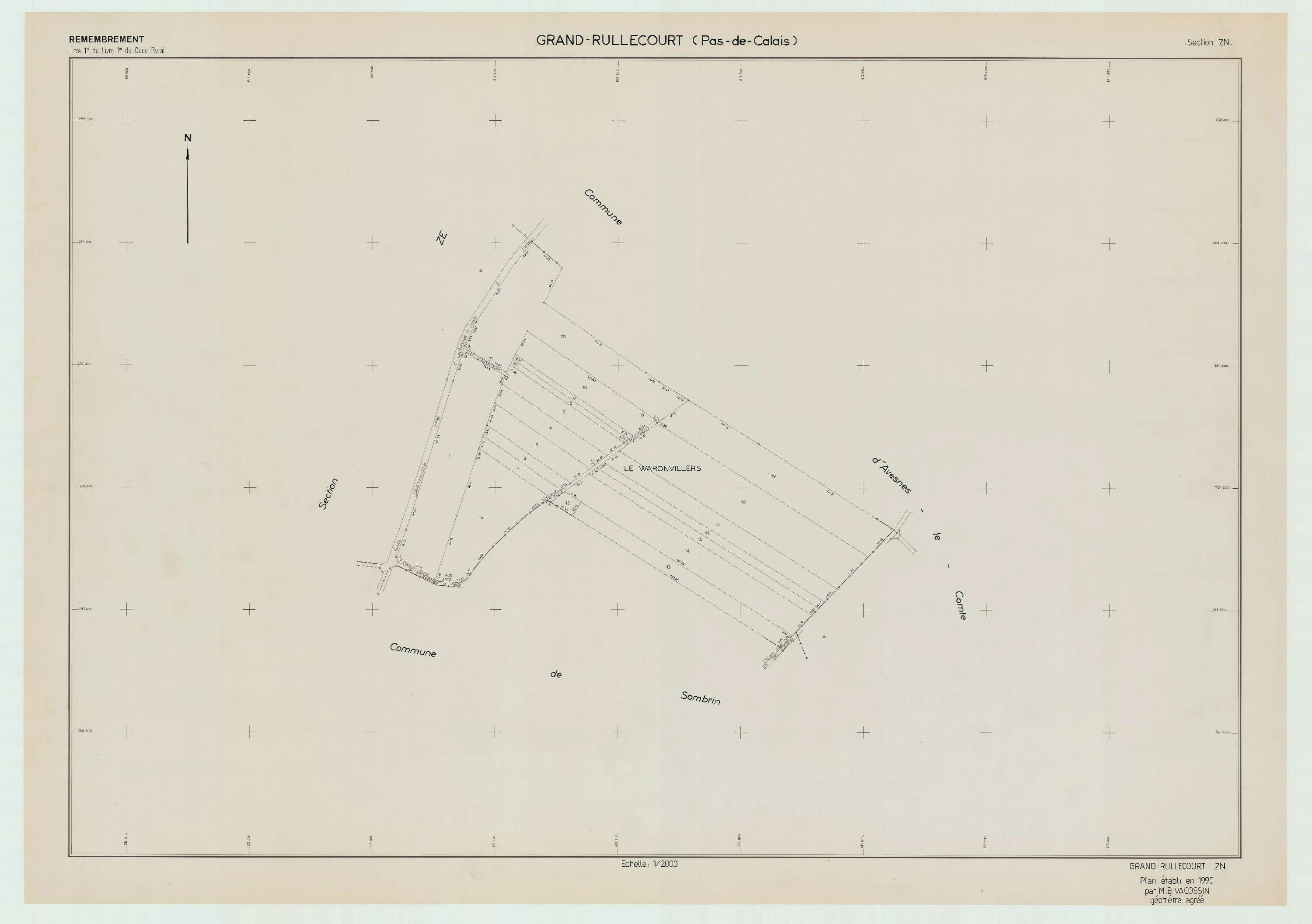 Grand-Rullecourt - Plan de remembrement : section ZN.
