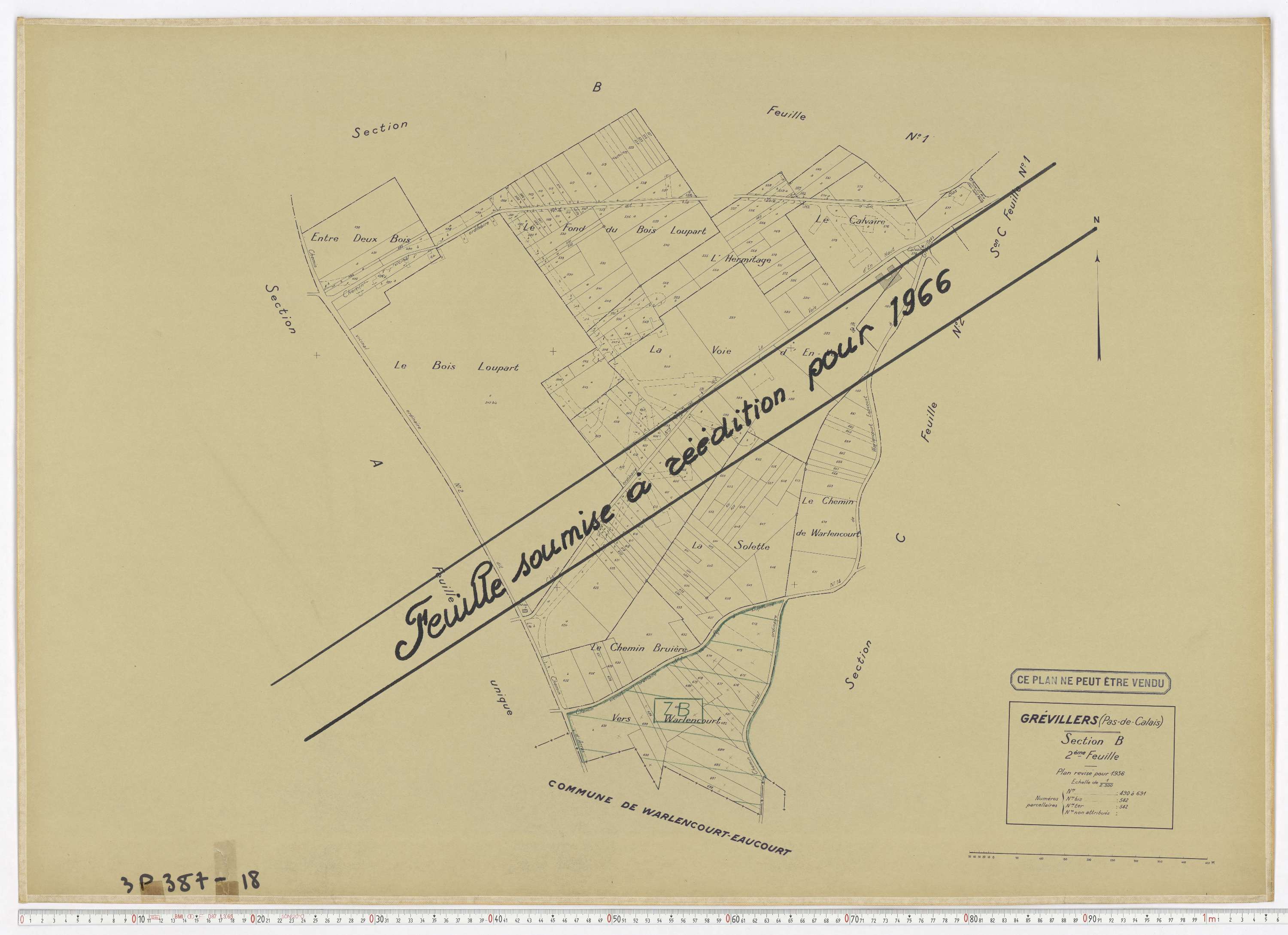 Grévillers - Section B, feuille 2.