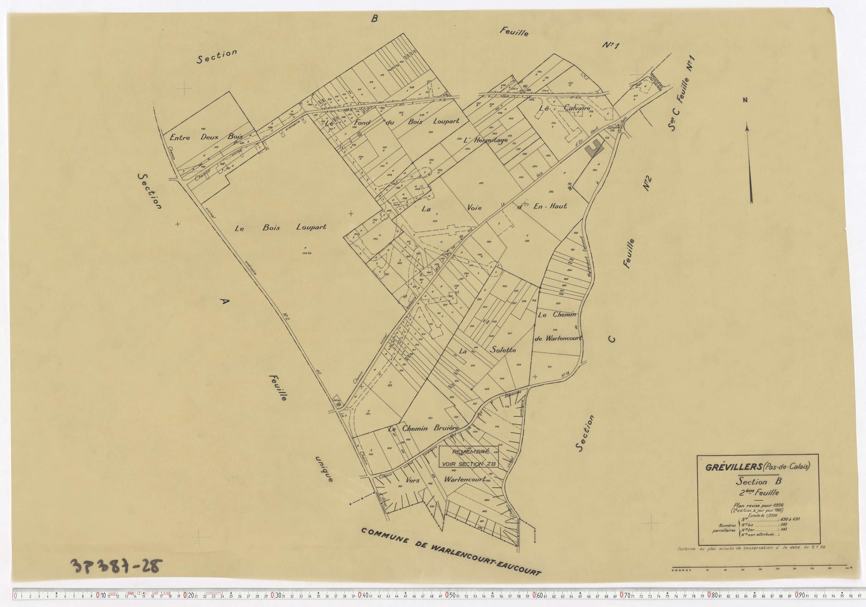 Grévillers - Section B, feuille 2.