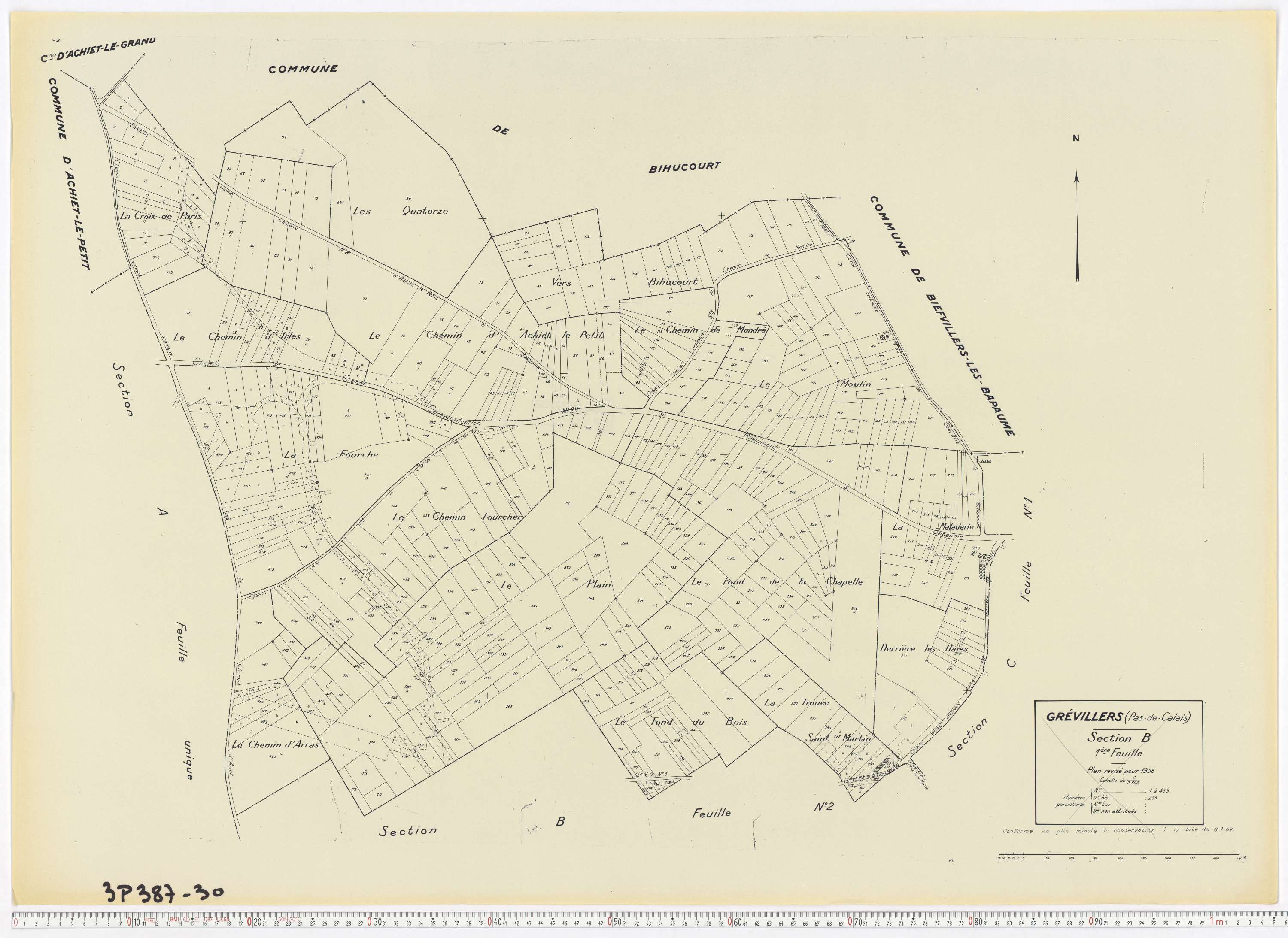 Grévillers - Section B, feuille 1.