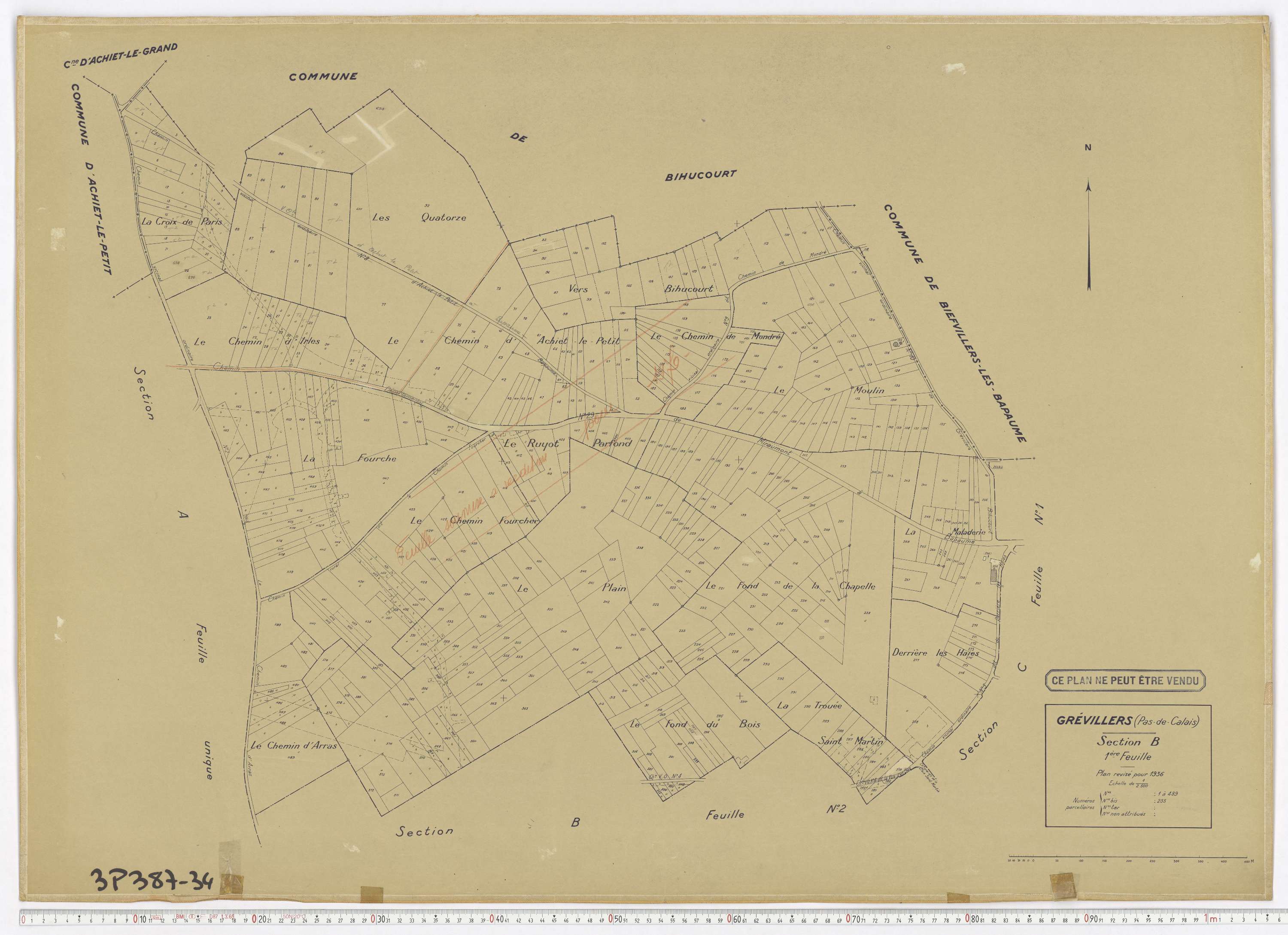 Grévillers - Section B, feuille 1.