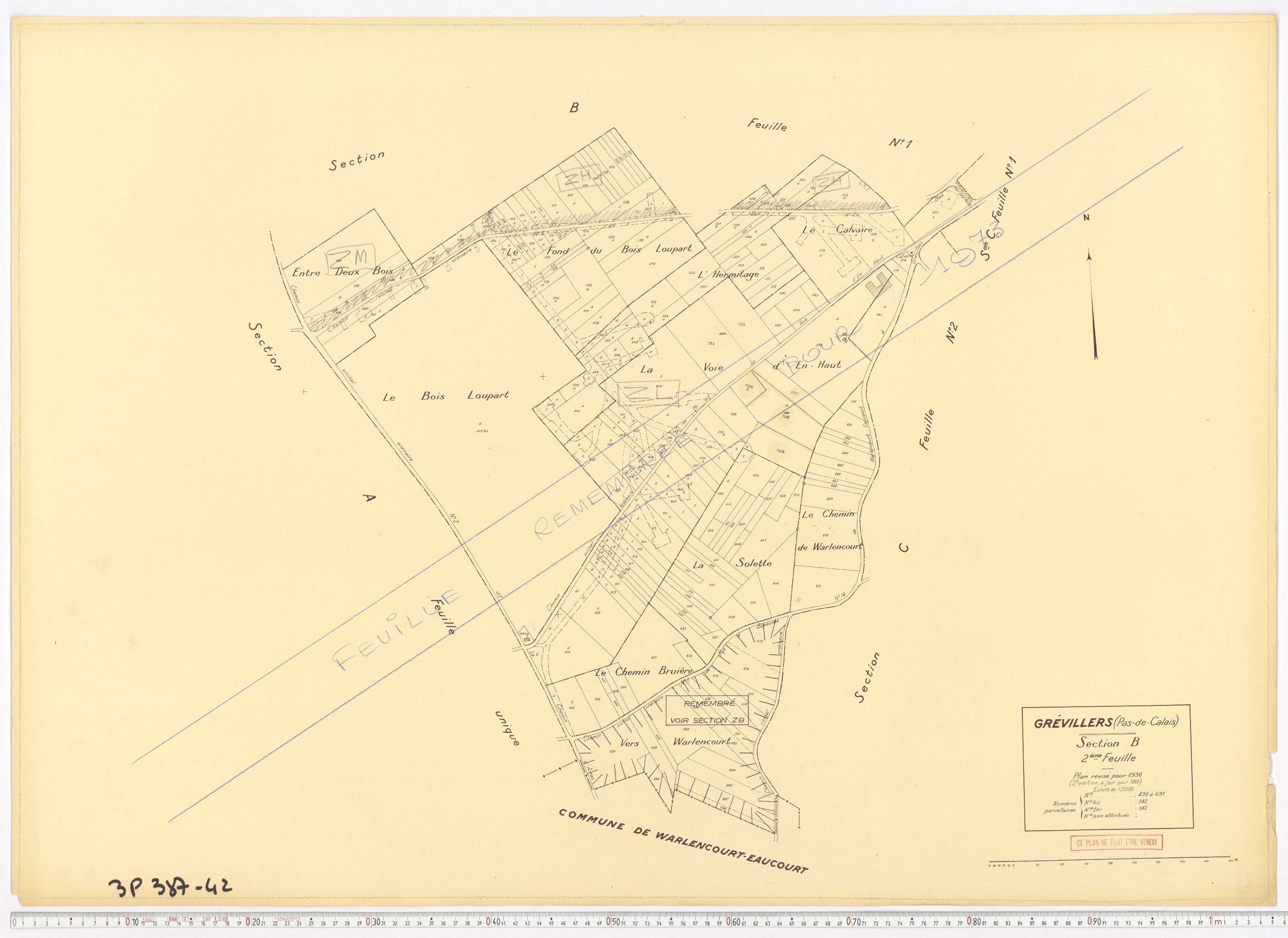 Grévillers - Section B, feuille 2.