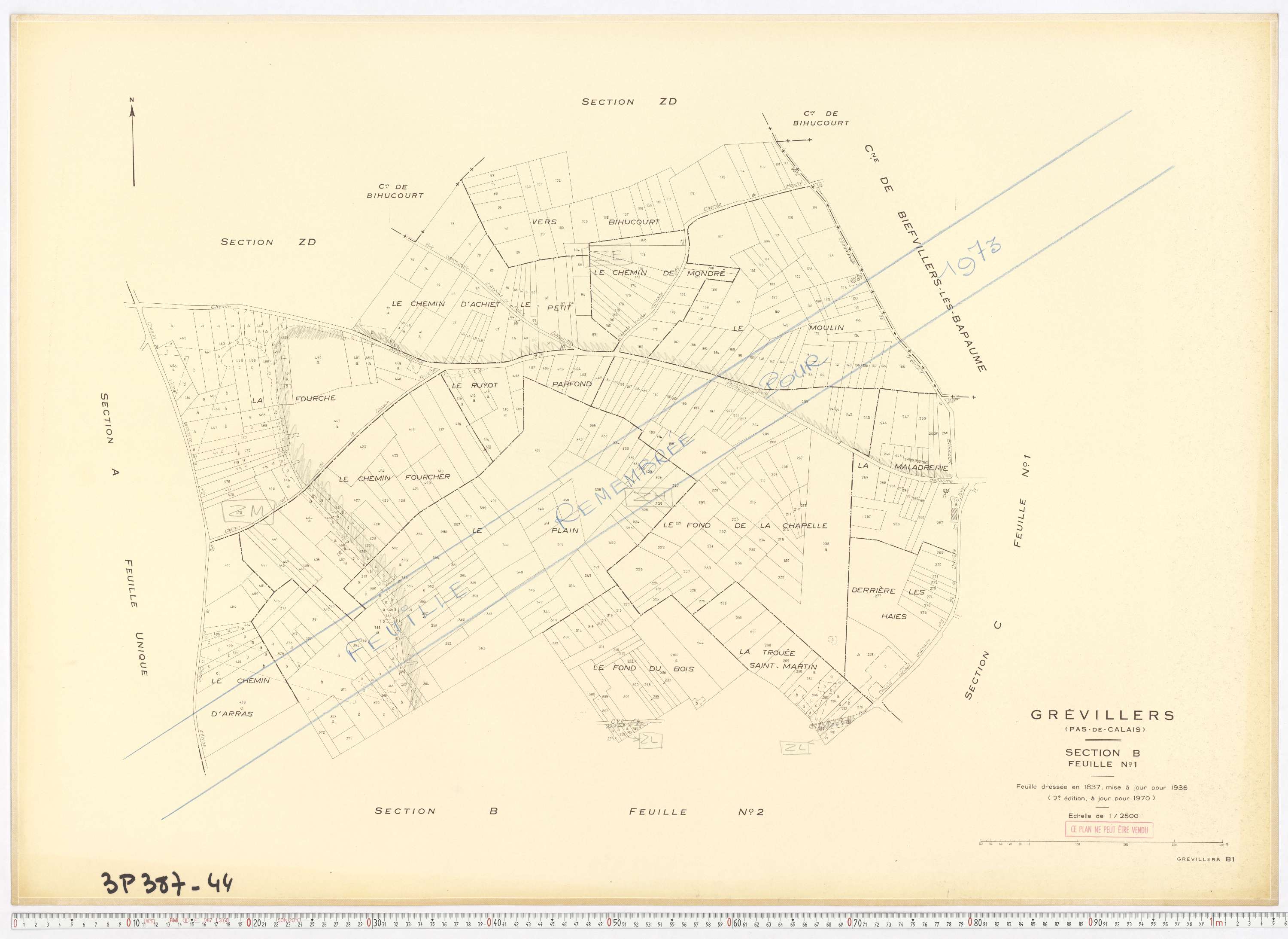 Grévillers - Section B, feuille 1.