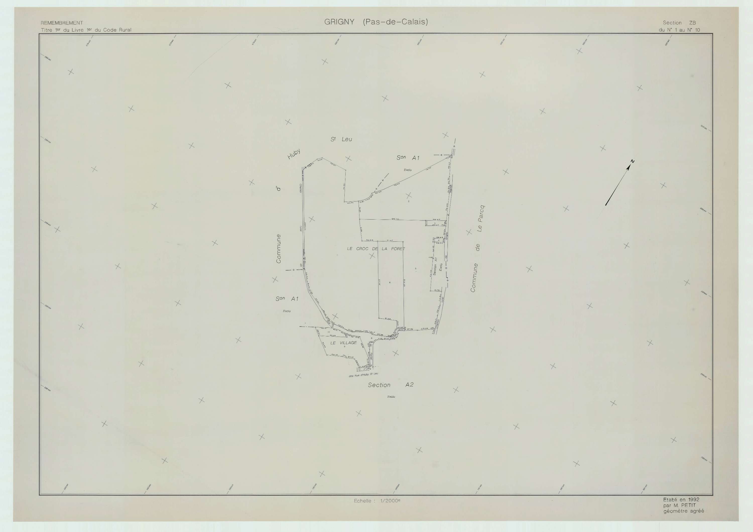 Grigny - Plan de remembrement : section ZB.