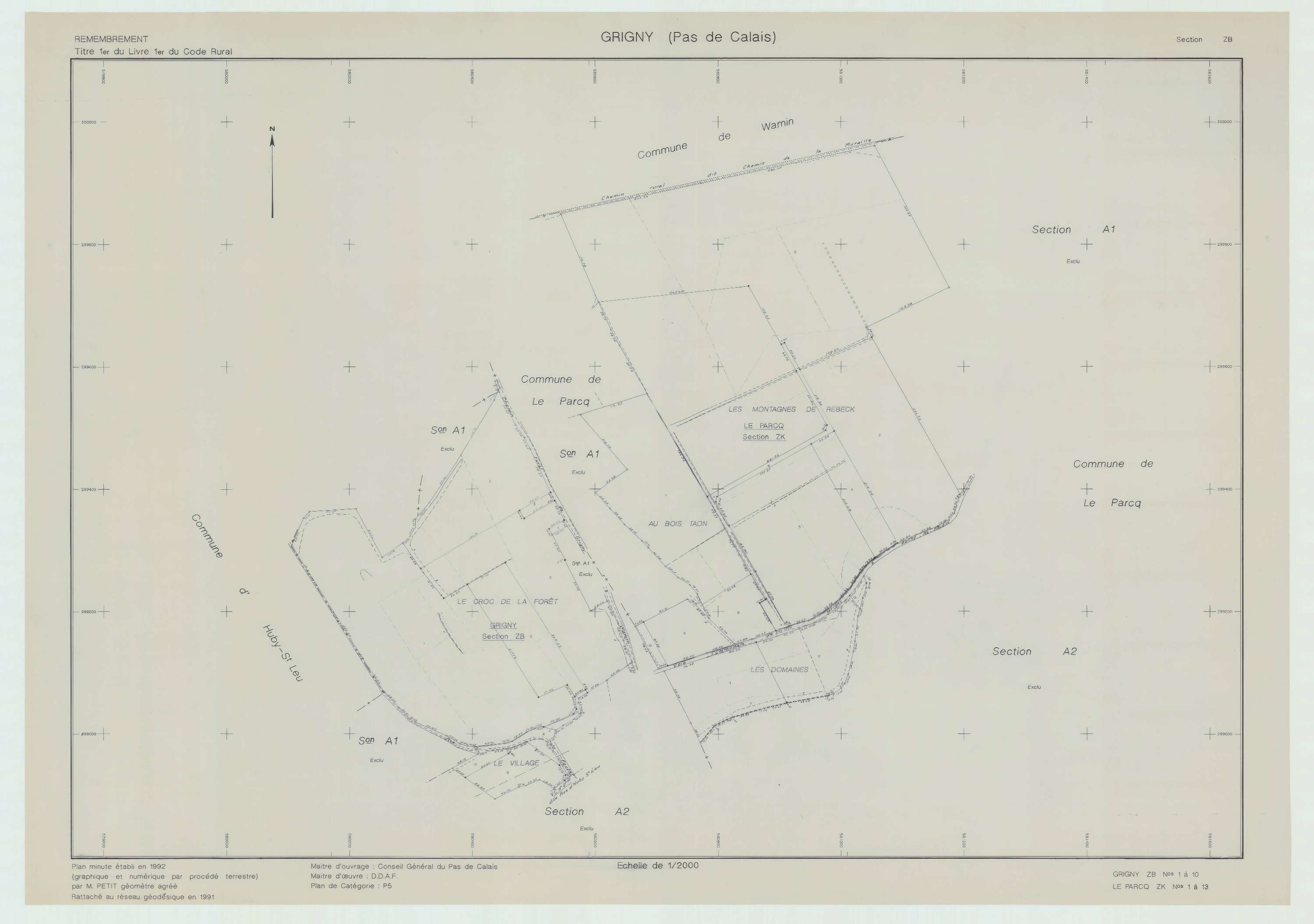 Grigny - Plan de remembrement : section ZB.