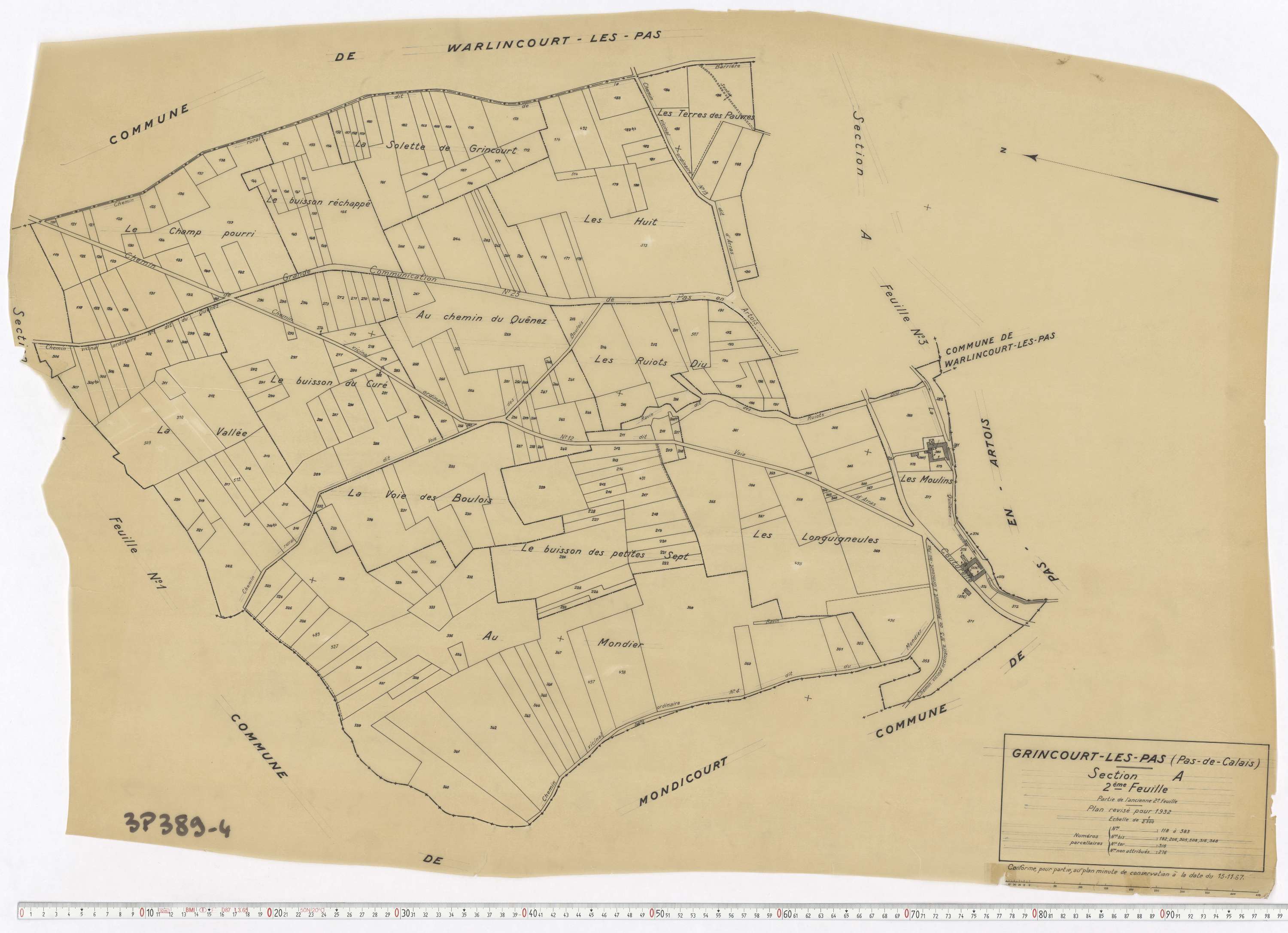 Grincourt-lès-Pas - Section A, feuille 2.