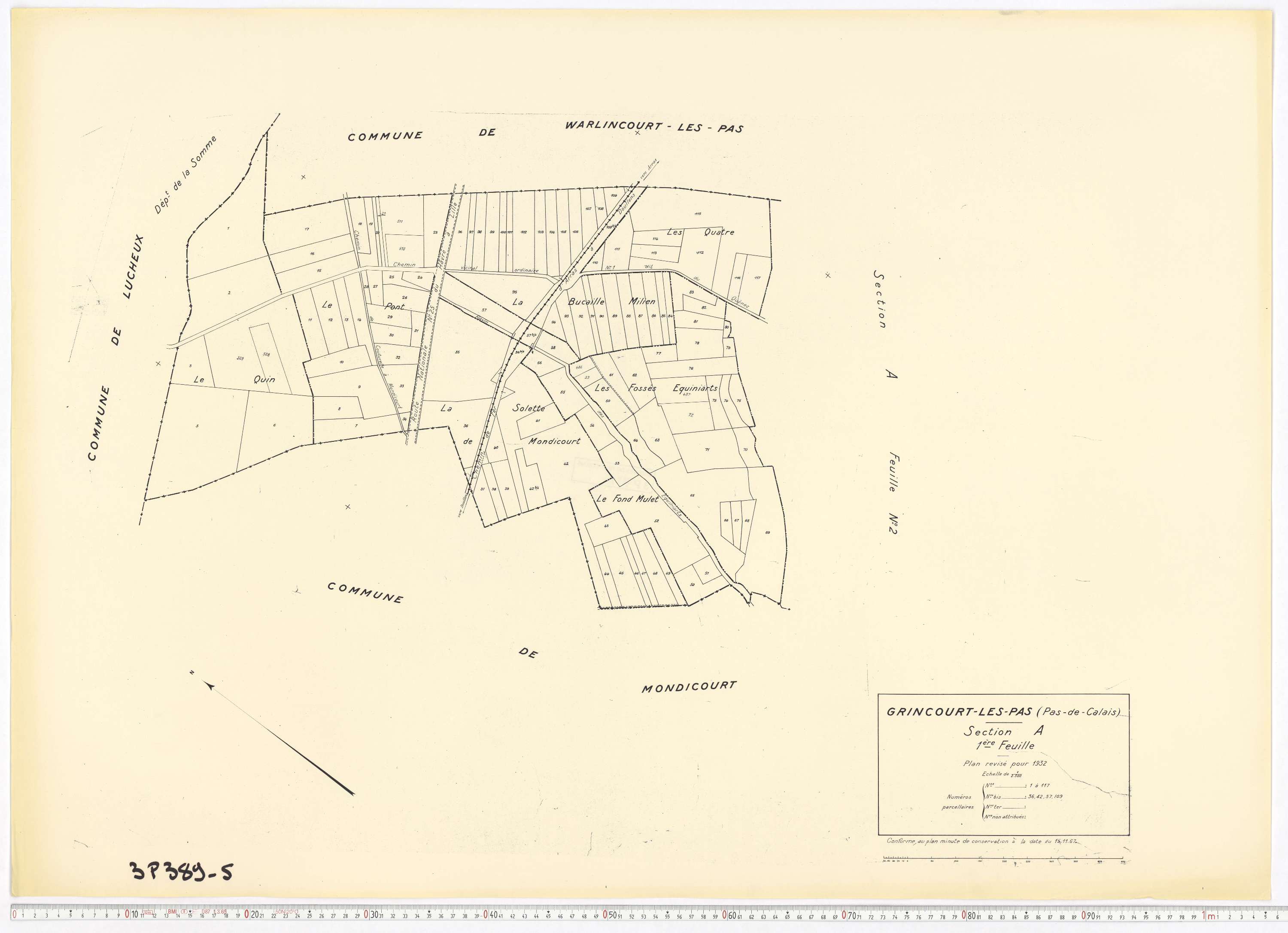 Grincourt-lès-Pas - Section A, feuille 1.