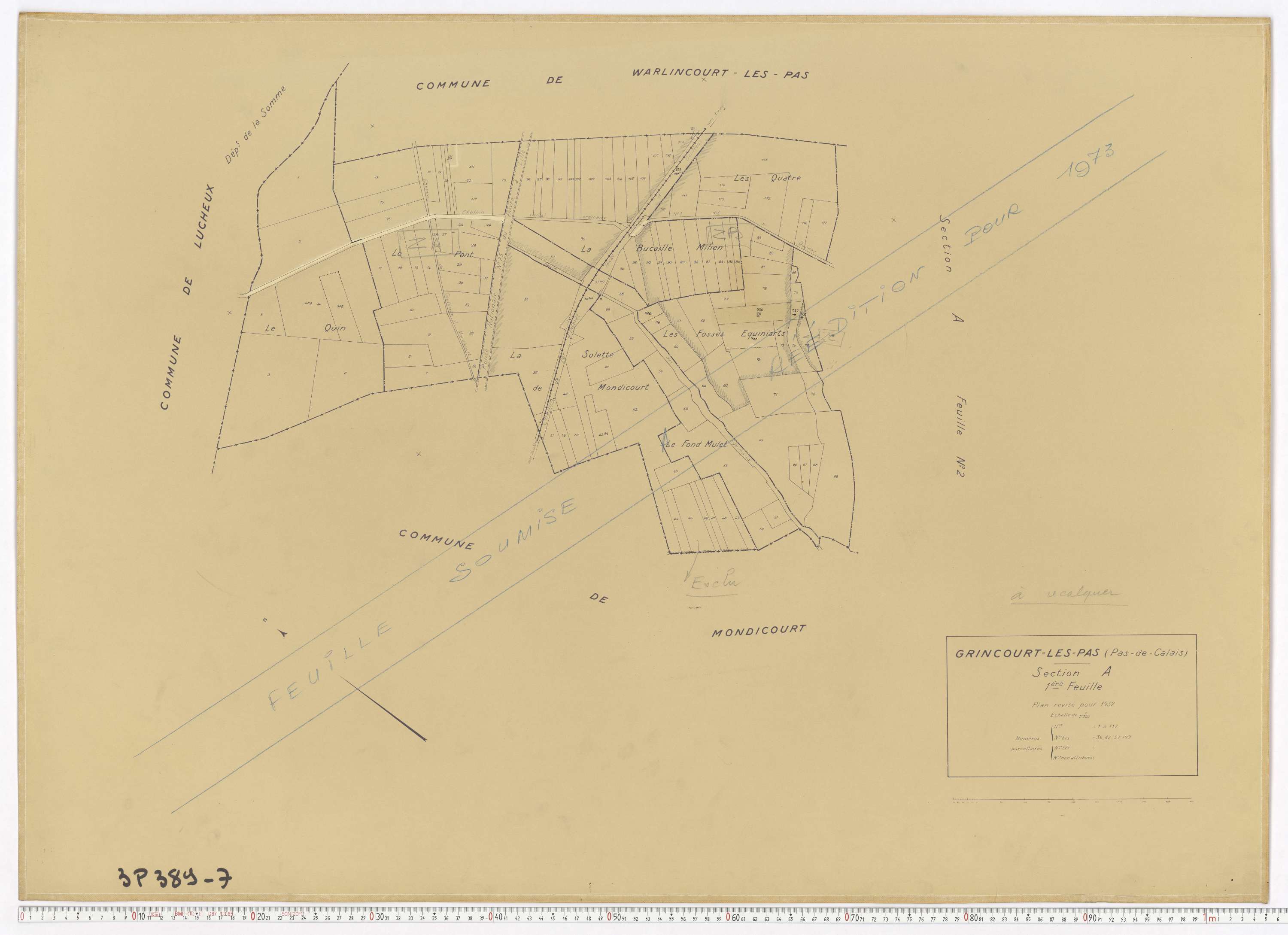 Grincourt-lès-Pas - Section A, feuille 1.