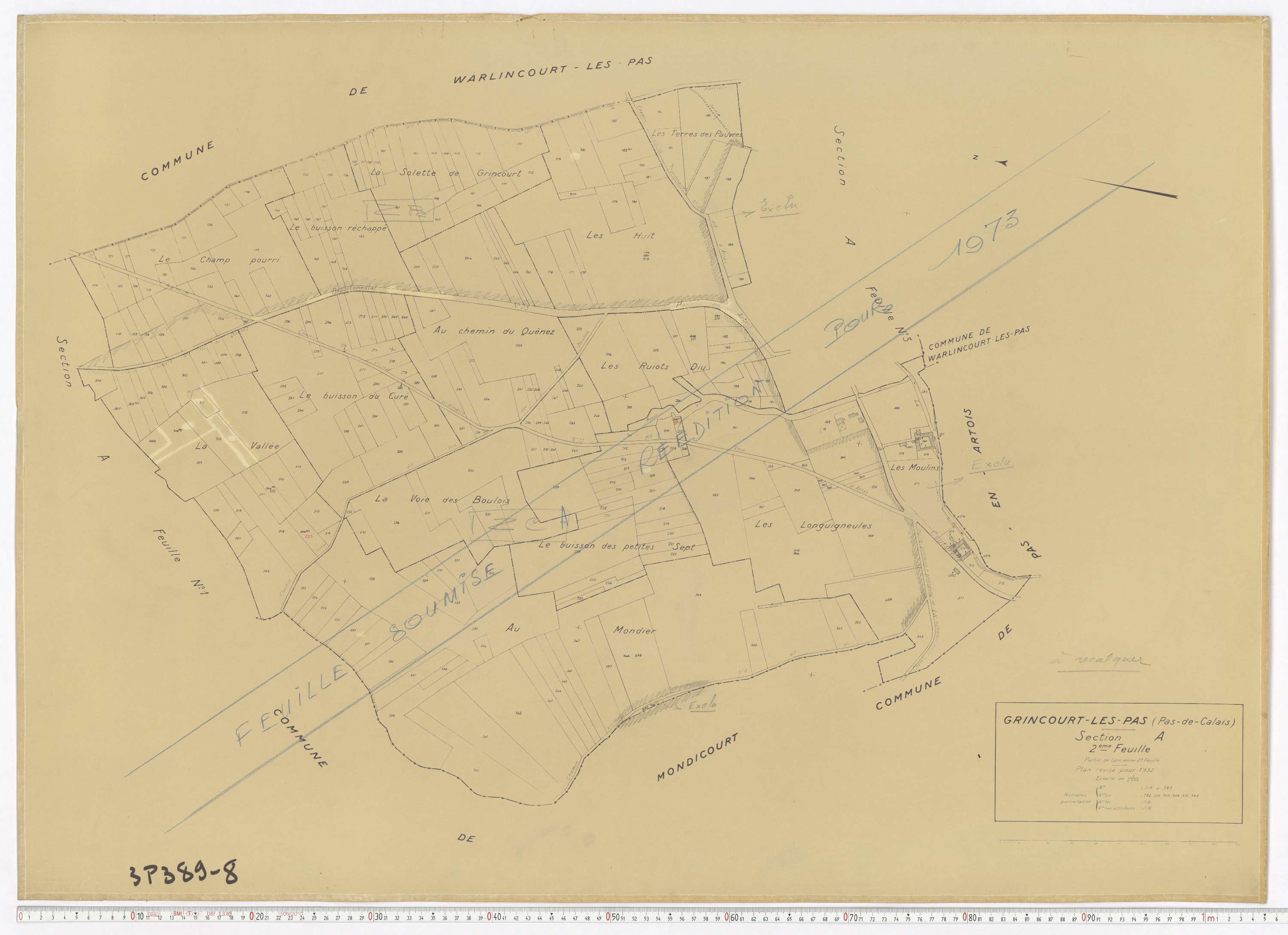 Grincourt-lès-Pas - Section A, feuille 2.