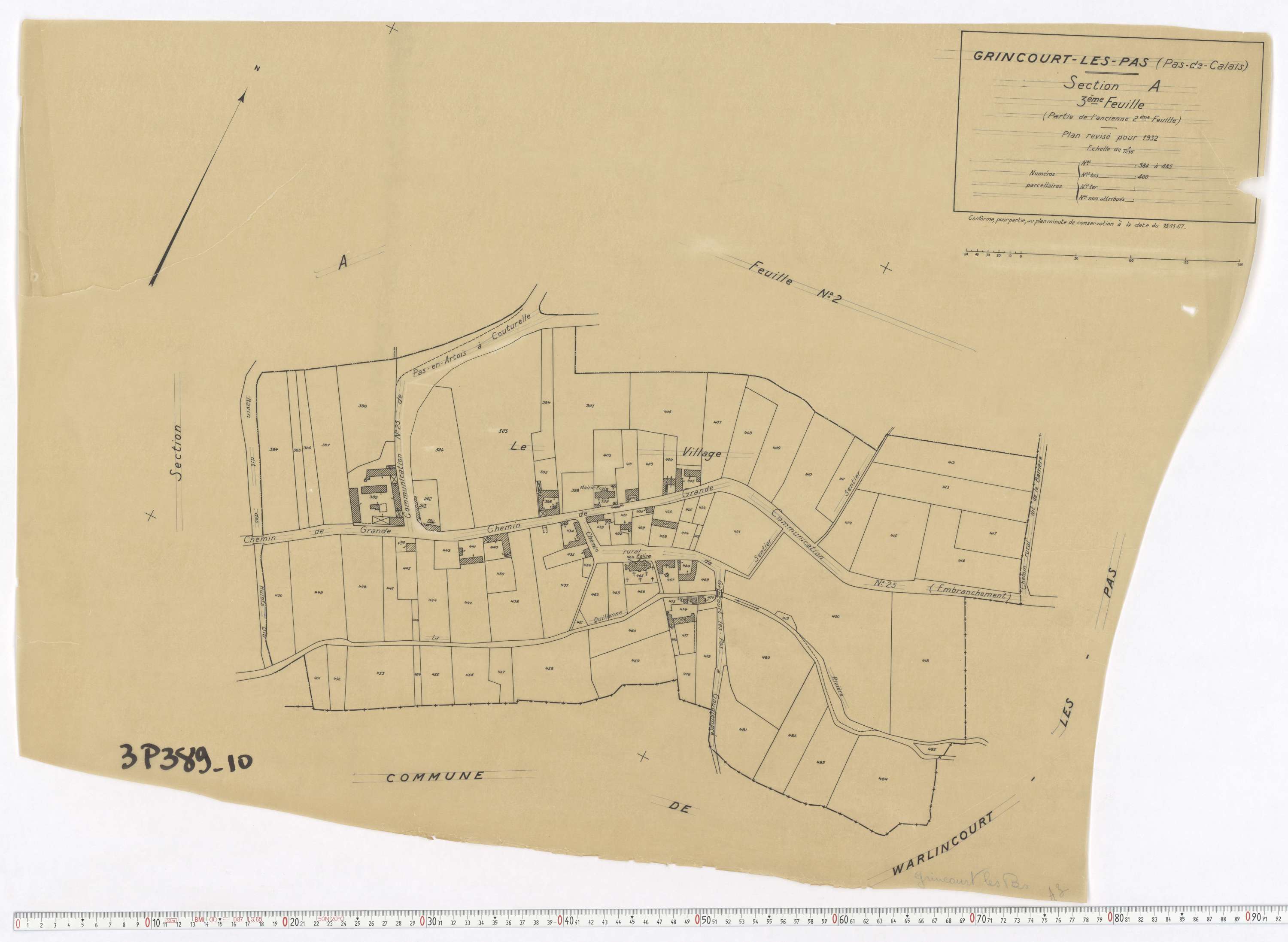 Grincourt-lès-Pas - Section A, feuille 3.