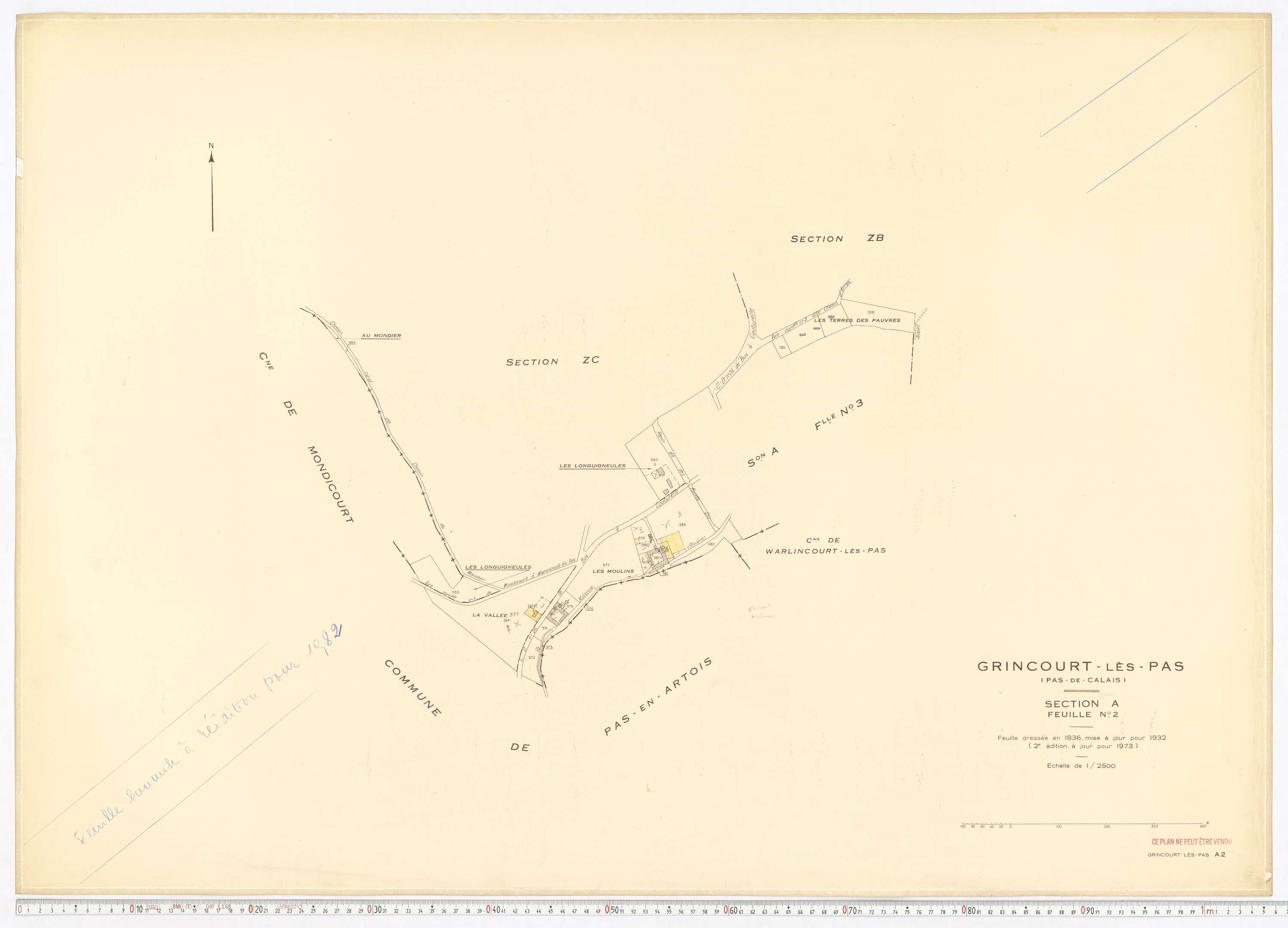 Grincourt-lès-Pas - Section A, feuille 2.