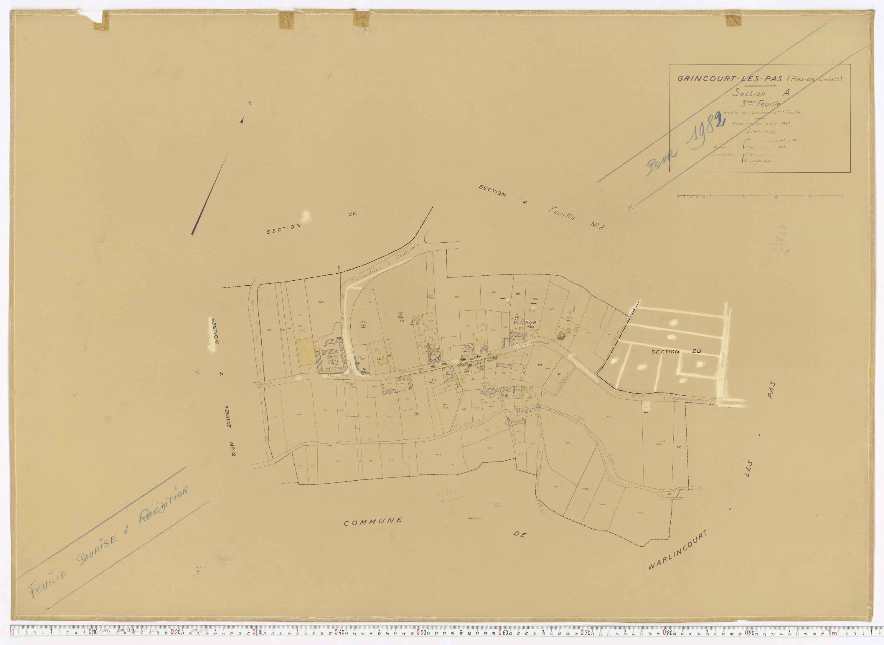 Grincourt-lès-Pas - Section A, feuille 3.