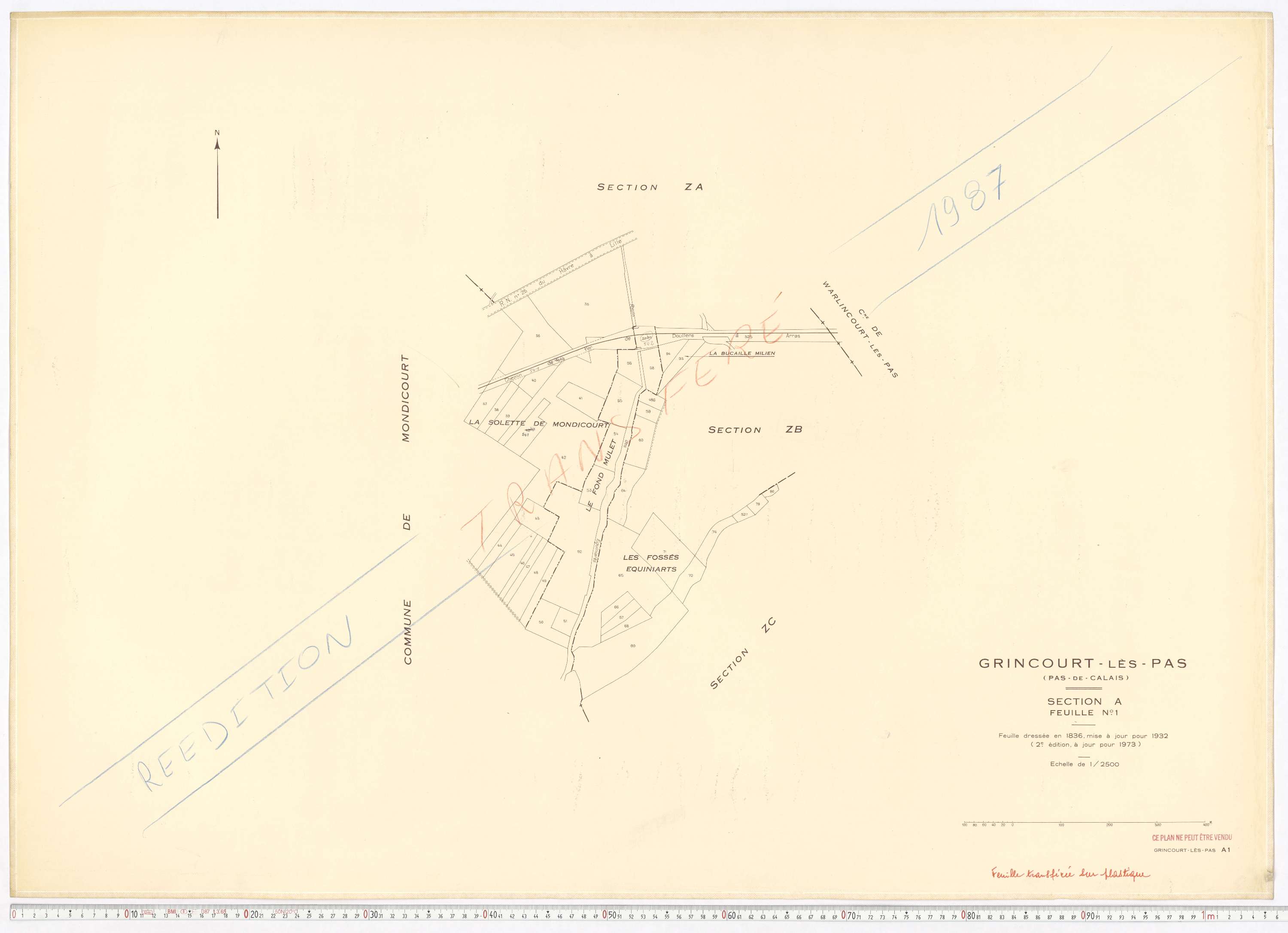 Grincourt-lès-Pas - Section A, feuille 1.