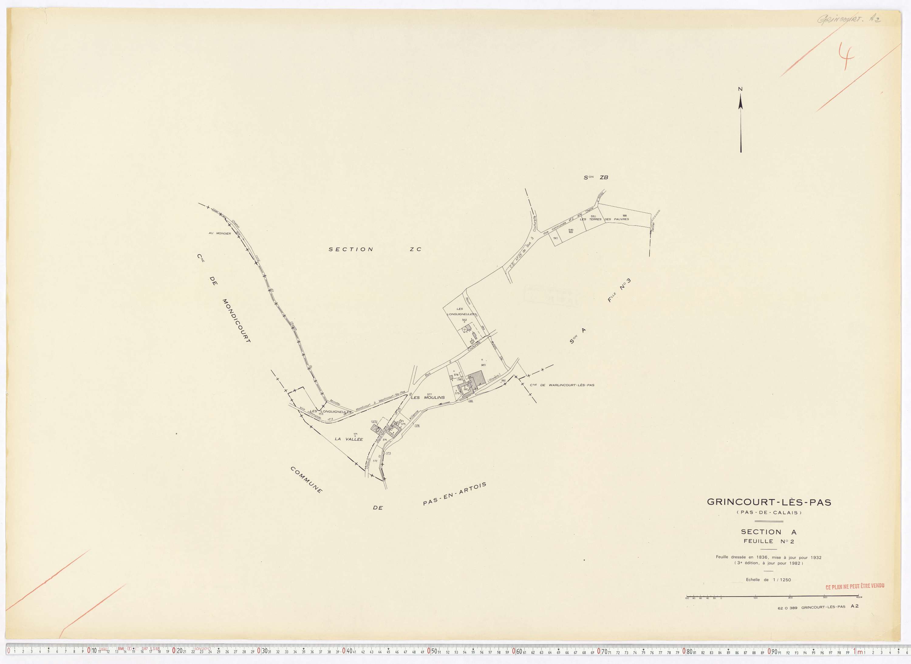 Grincourt-lès-Pas - Section A, feuille 2.