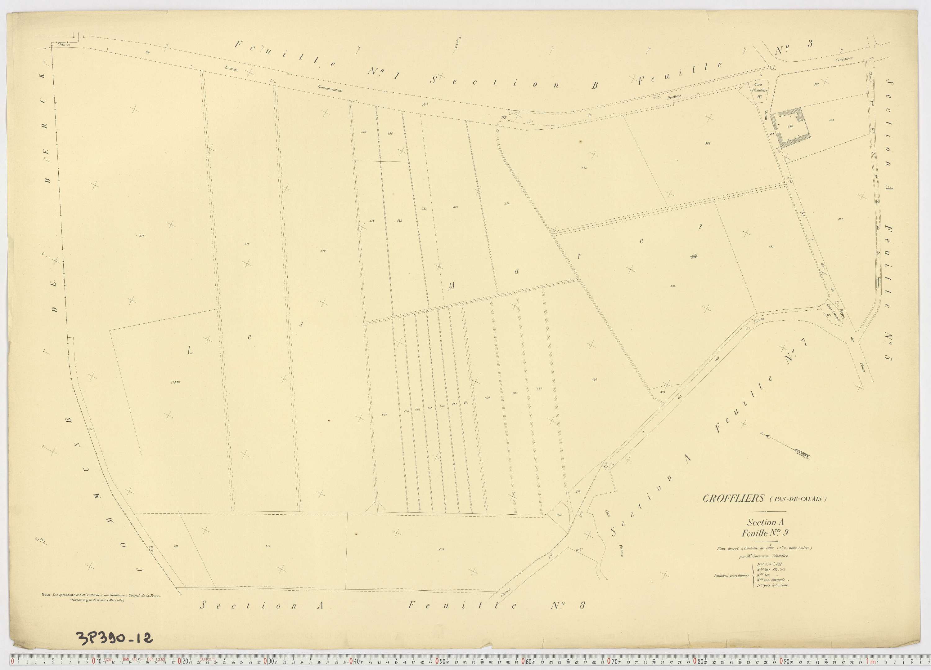 Groffliers - Section A, feuille 9.