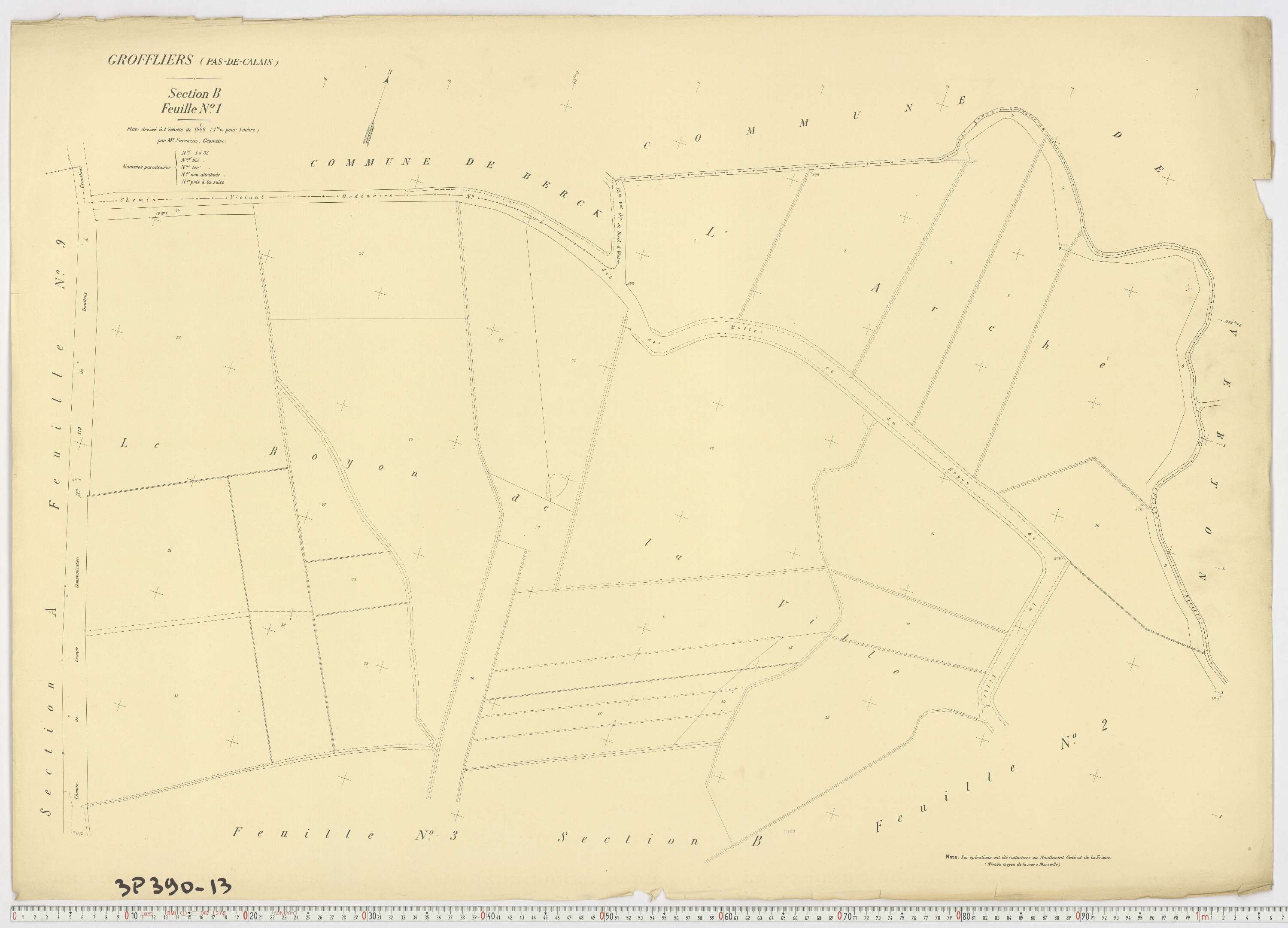 Groffliers - Section B, feuille 1.