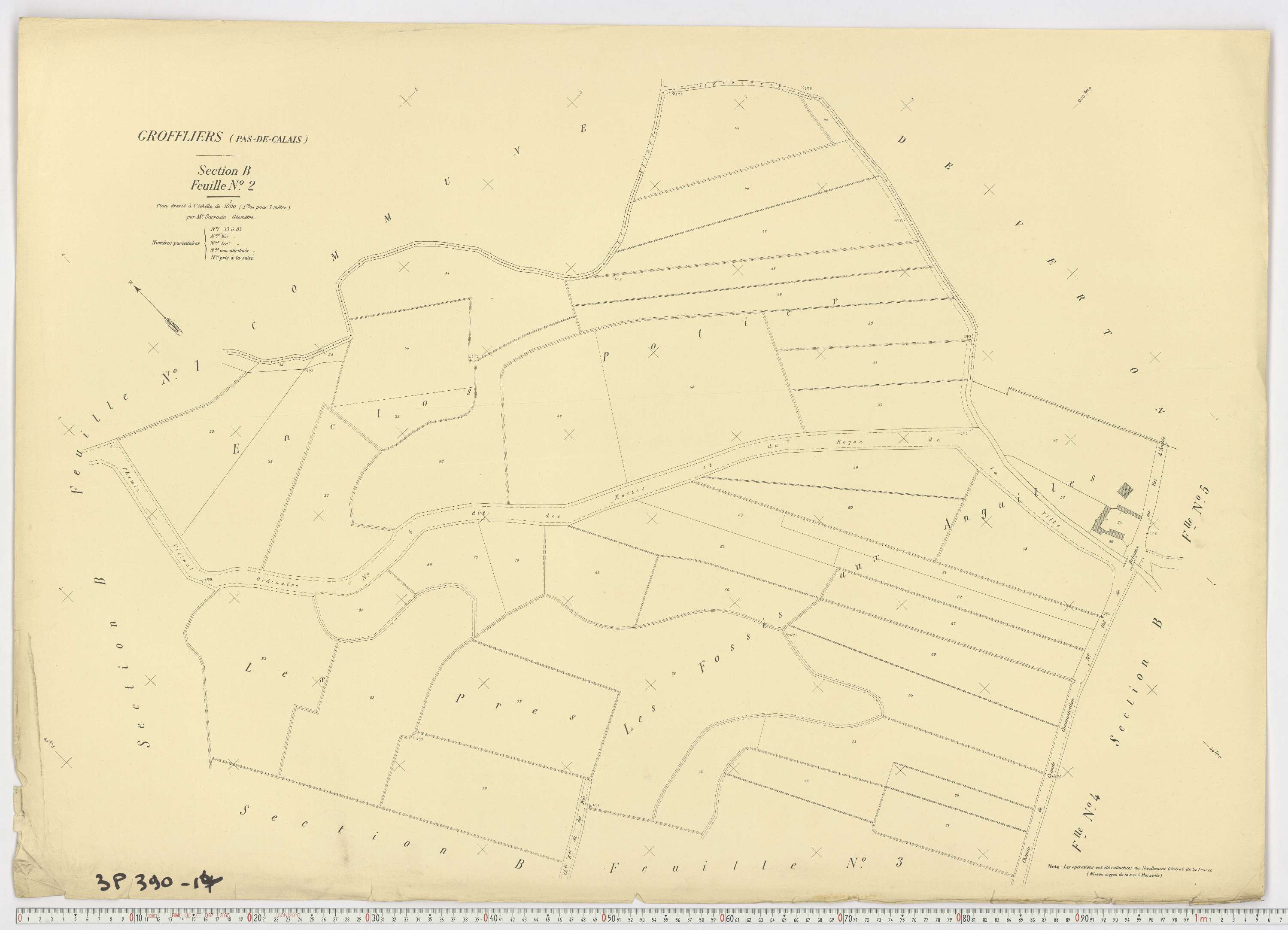 Groffliers - Section B, feuille 2.