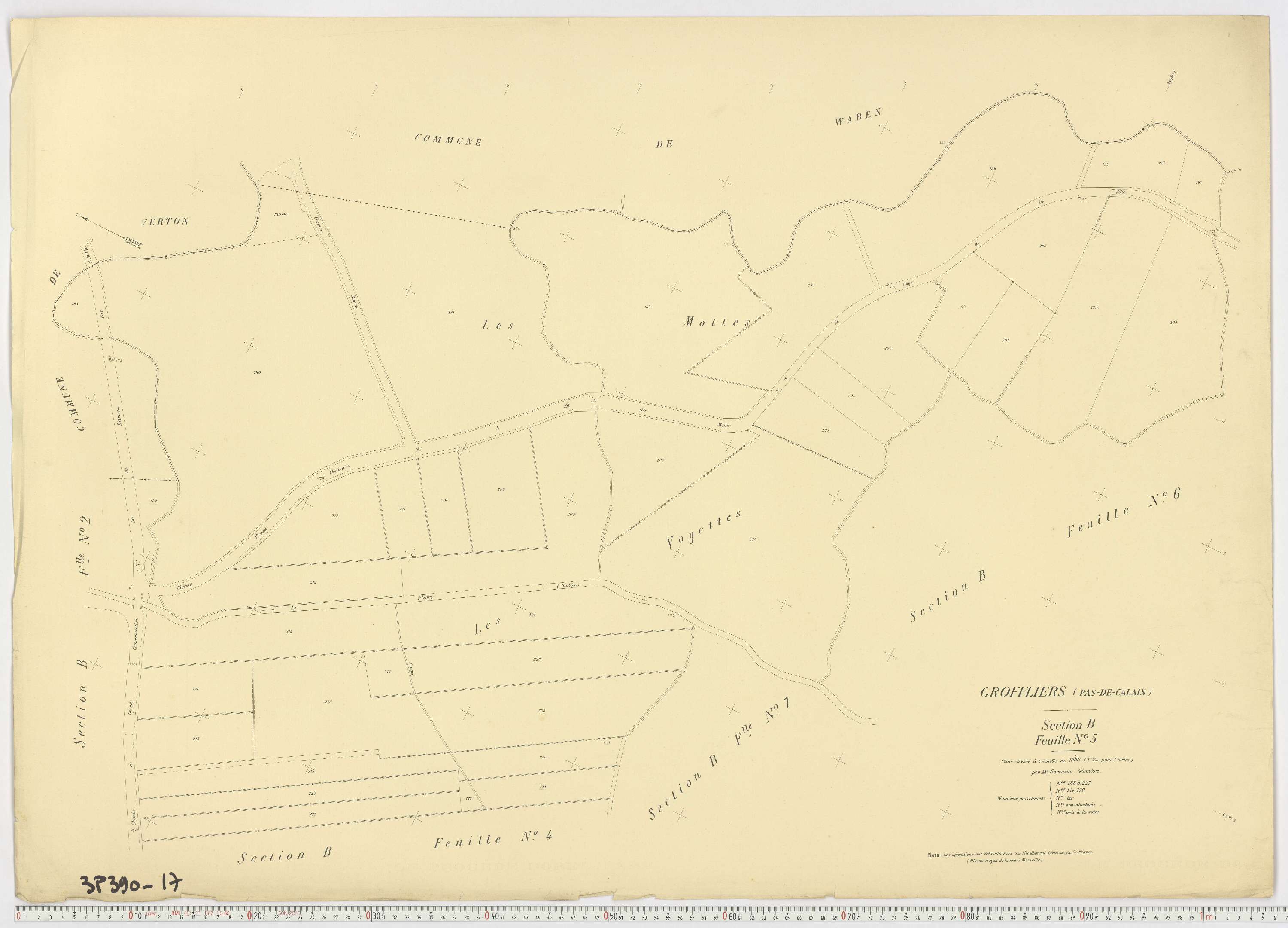 Groffliers - Section B, feuille 5.