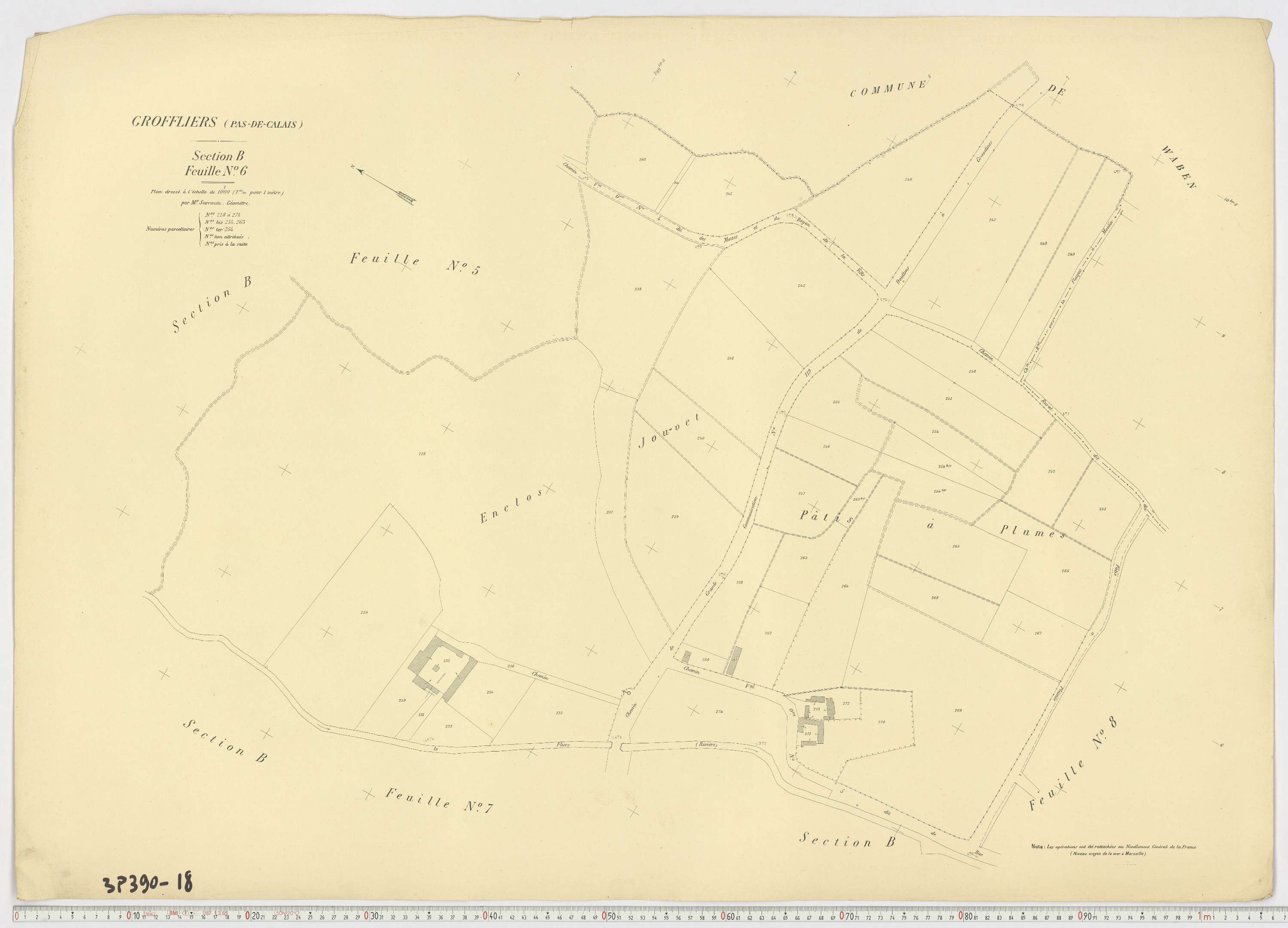 Groffliers - Section B, feuille 6.