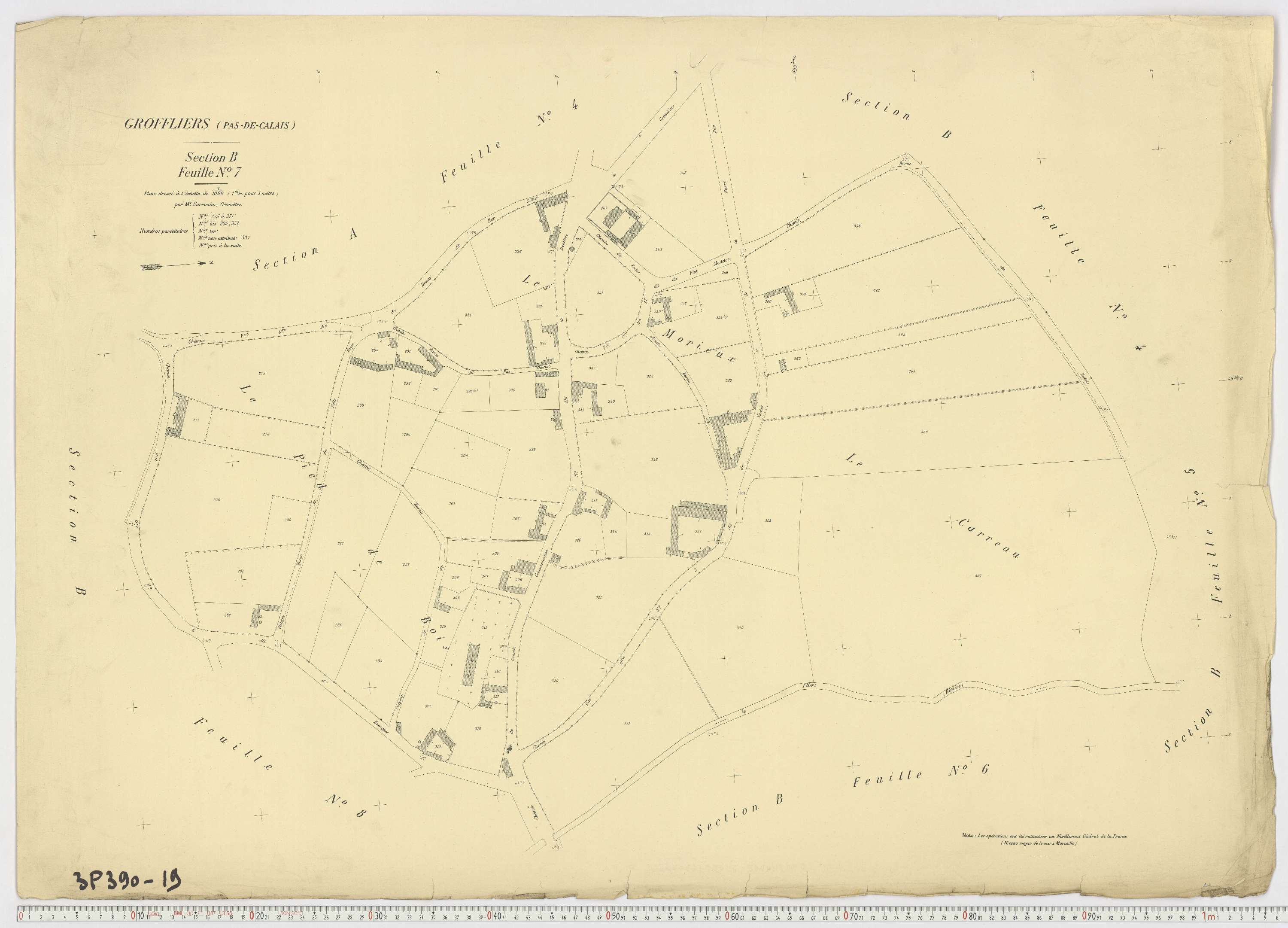 Groffliers - Section B, feuille 7.