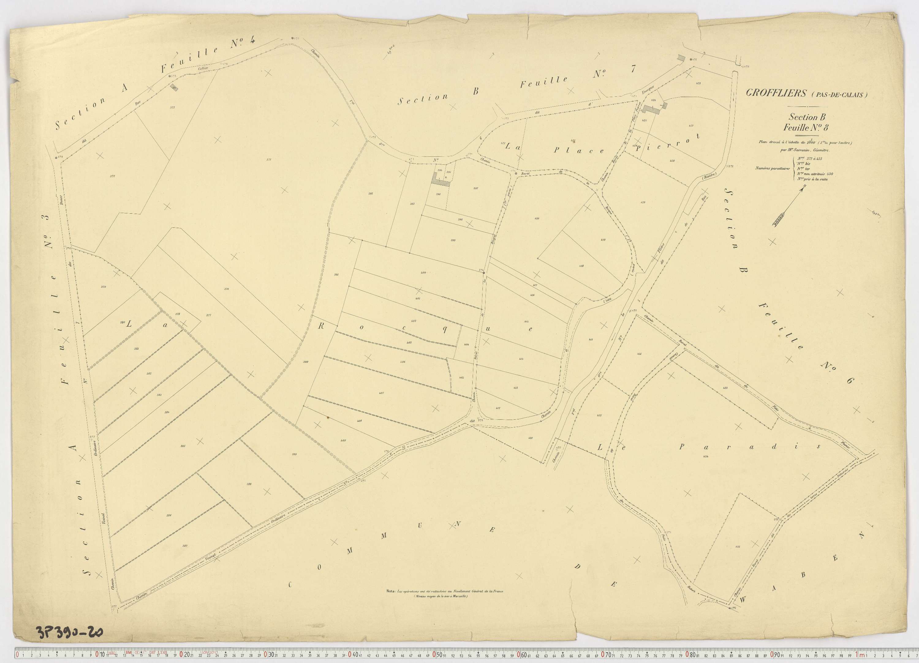 Groffliers - Section B, feuille 8.