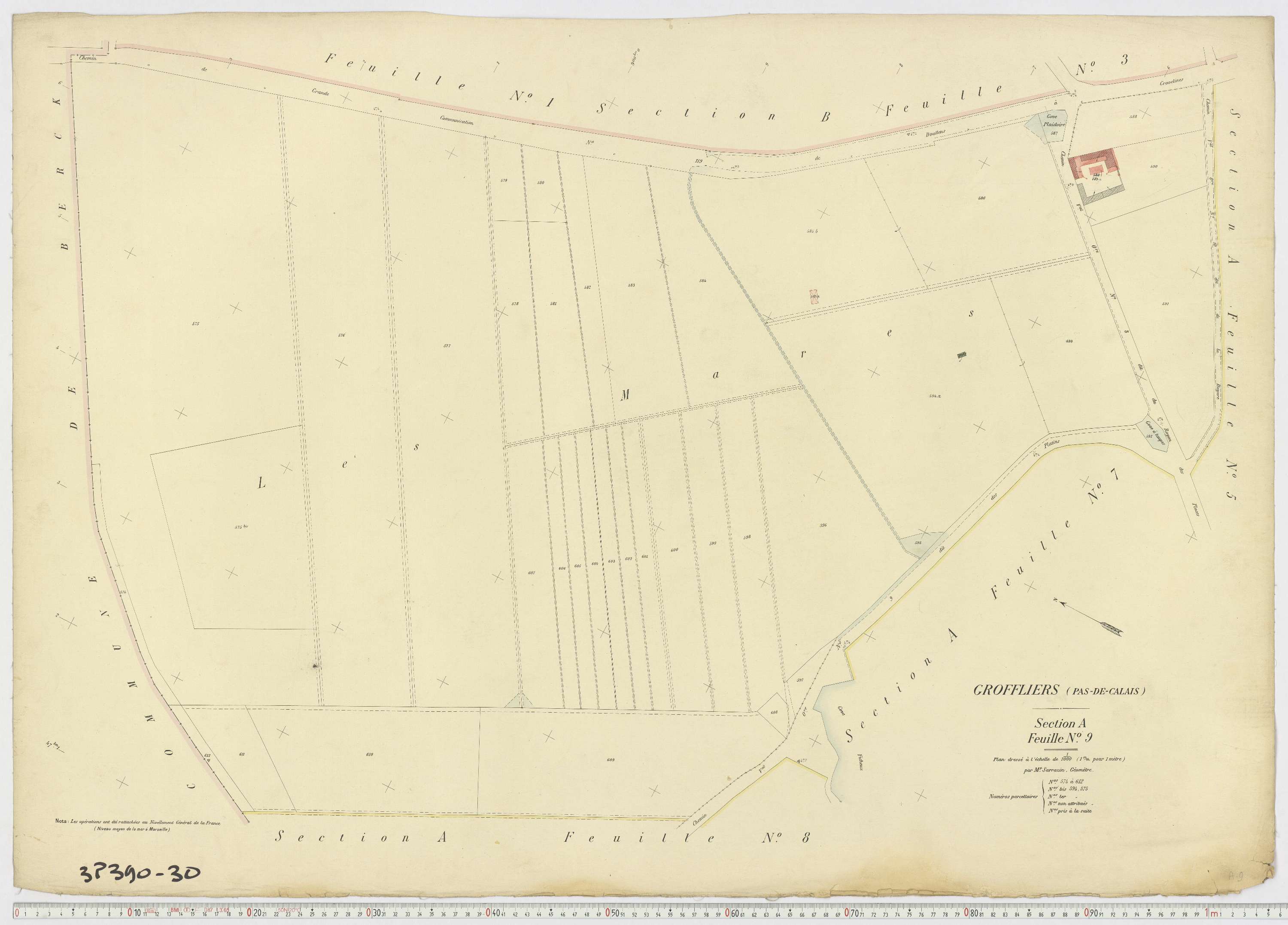 Groffliers - Section A, feuille 9.