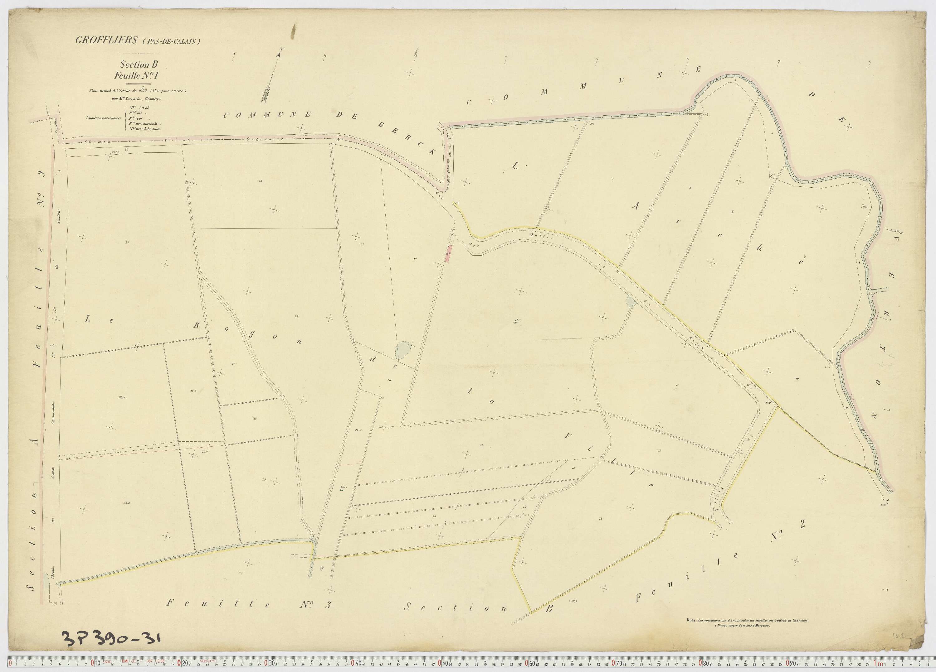 Groffliers - Section B, feuille 1.