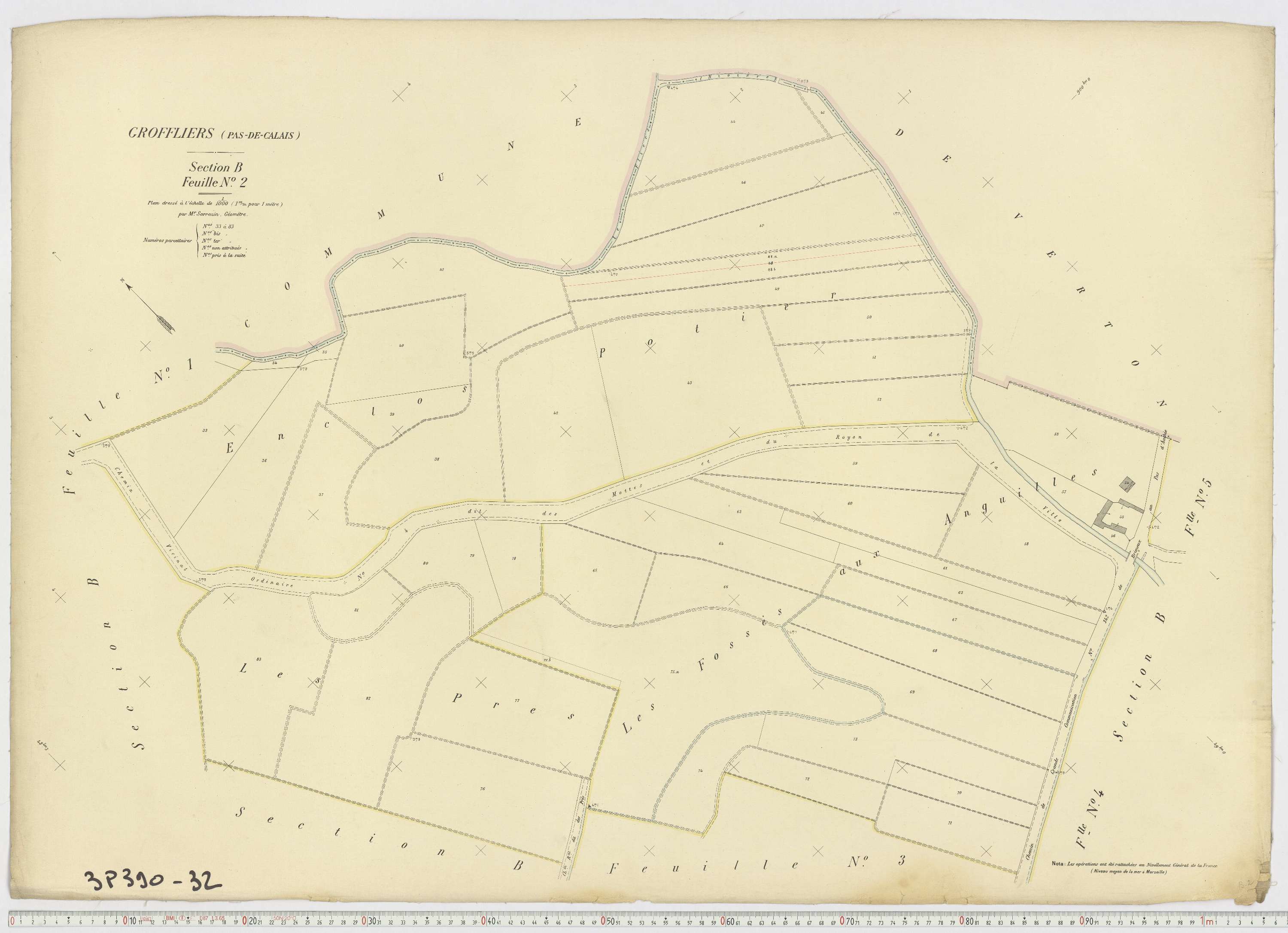 Groffliers - Section B, feuille 2.