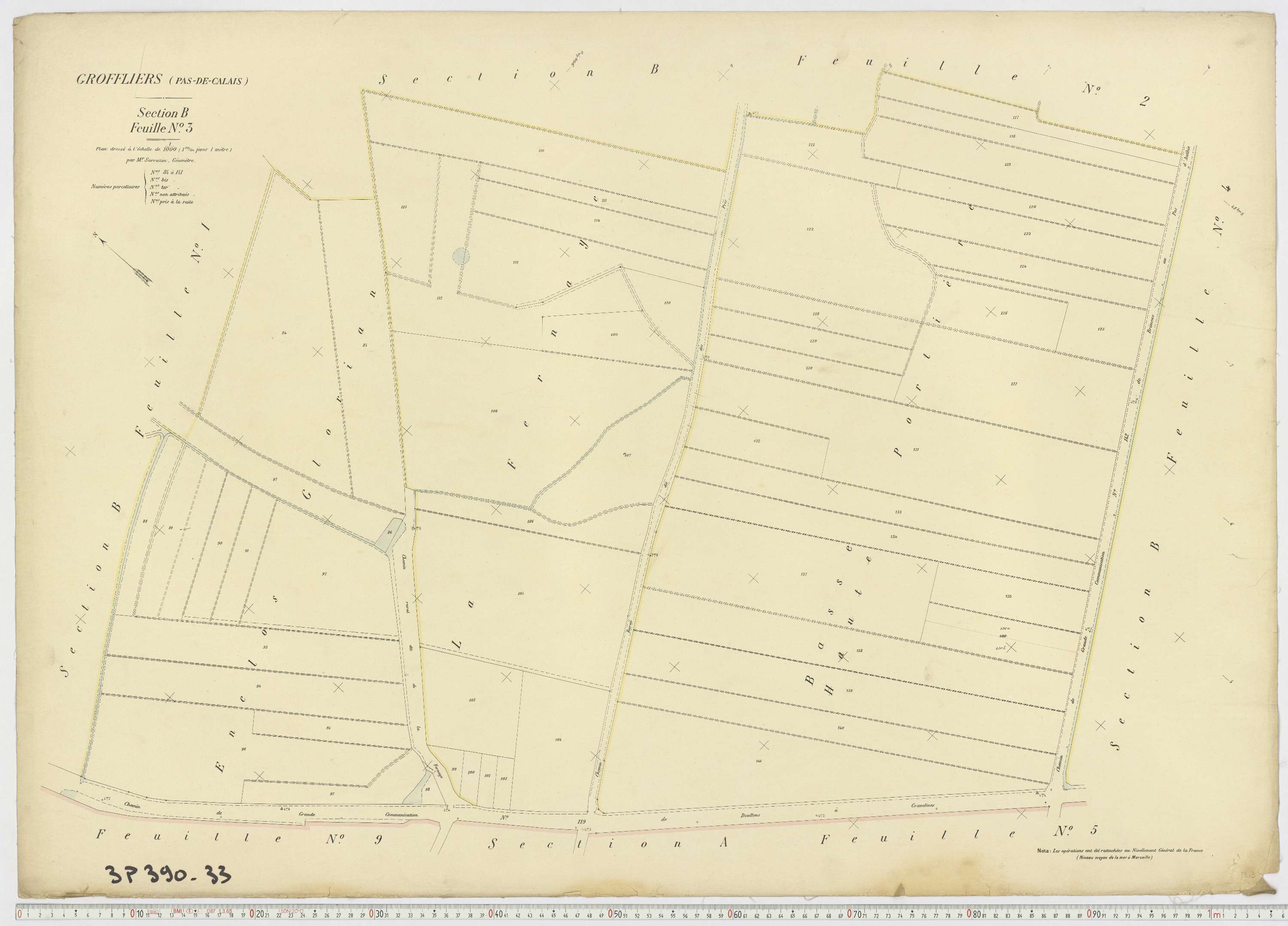 Groffliers - Section B, feuille 3.