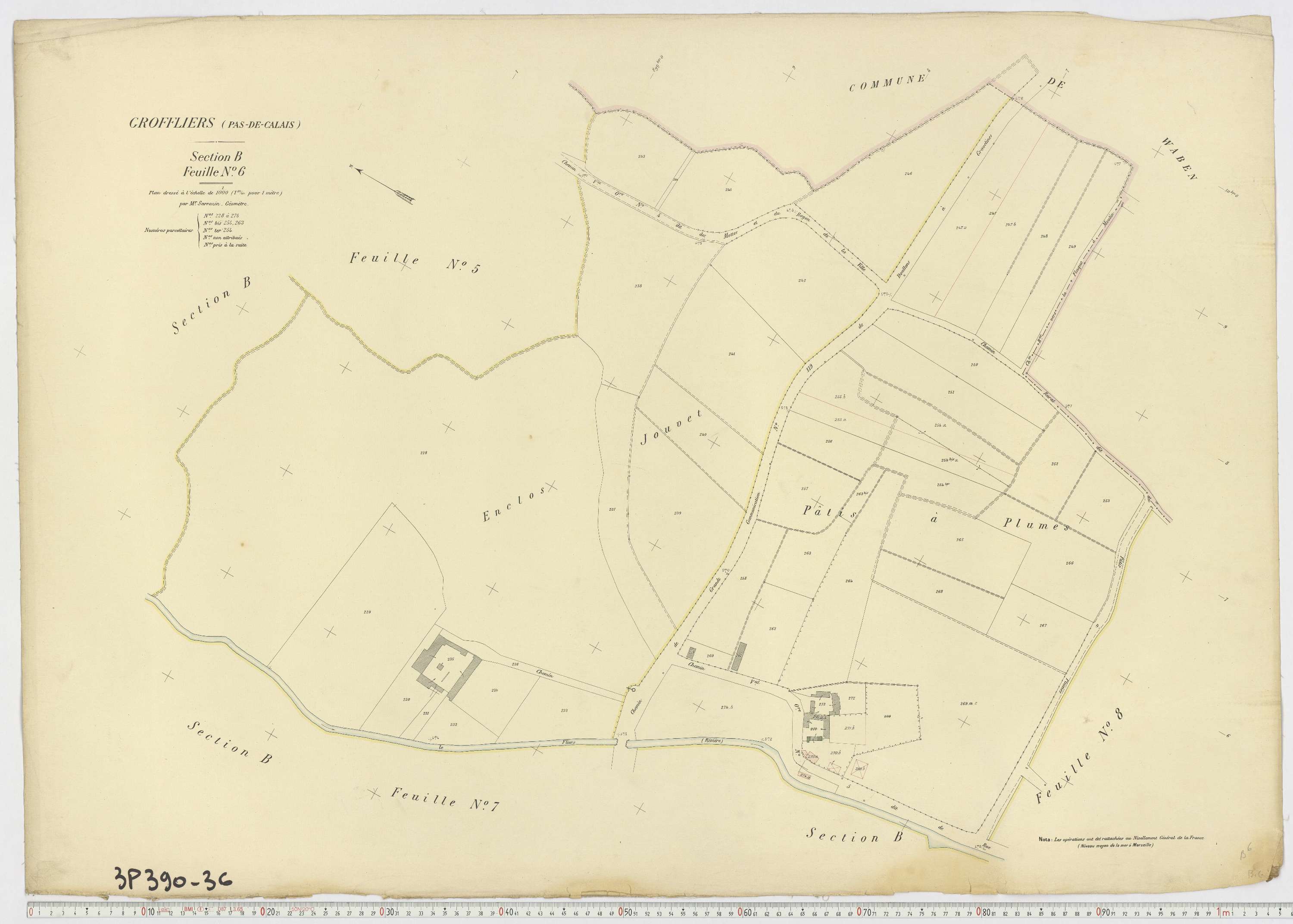 Groffliers - Section B, feuille 6.