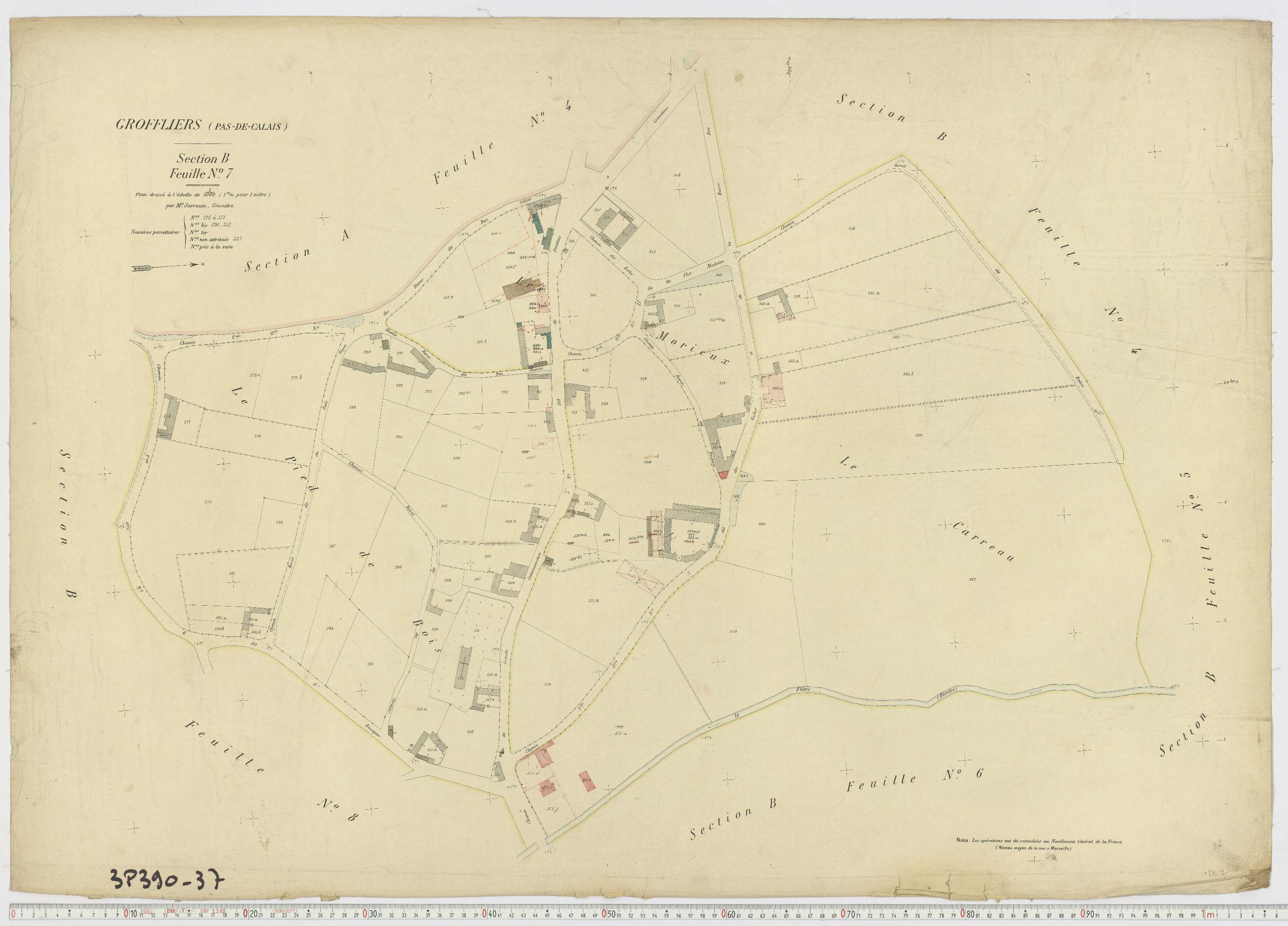 Groffliers - Section B, feuille 7.