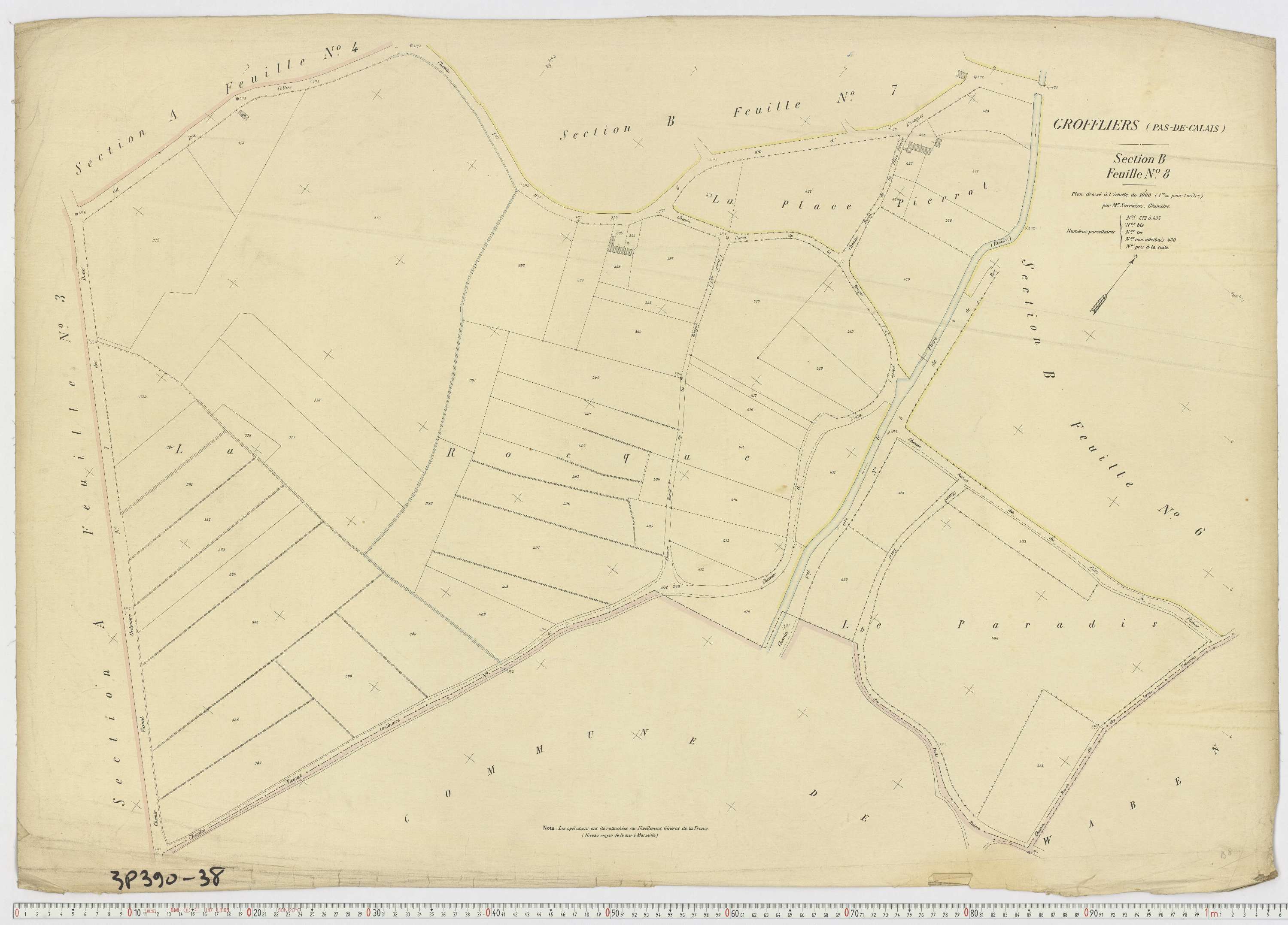 Groffliers - Section B, feuille 8.