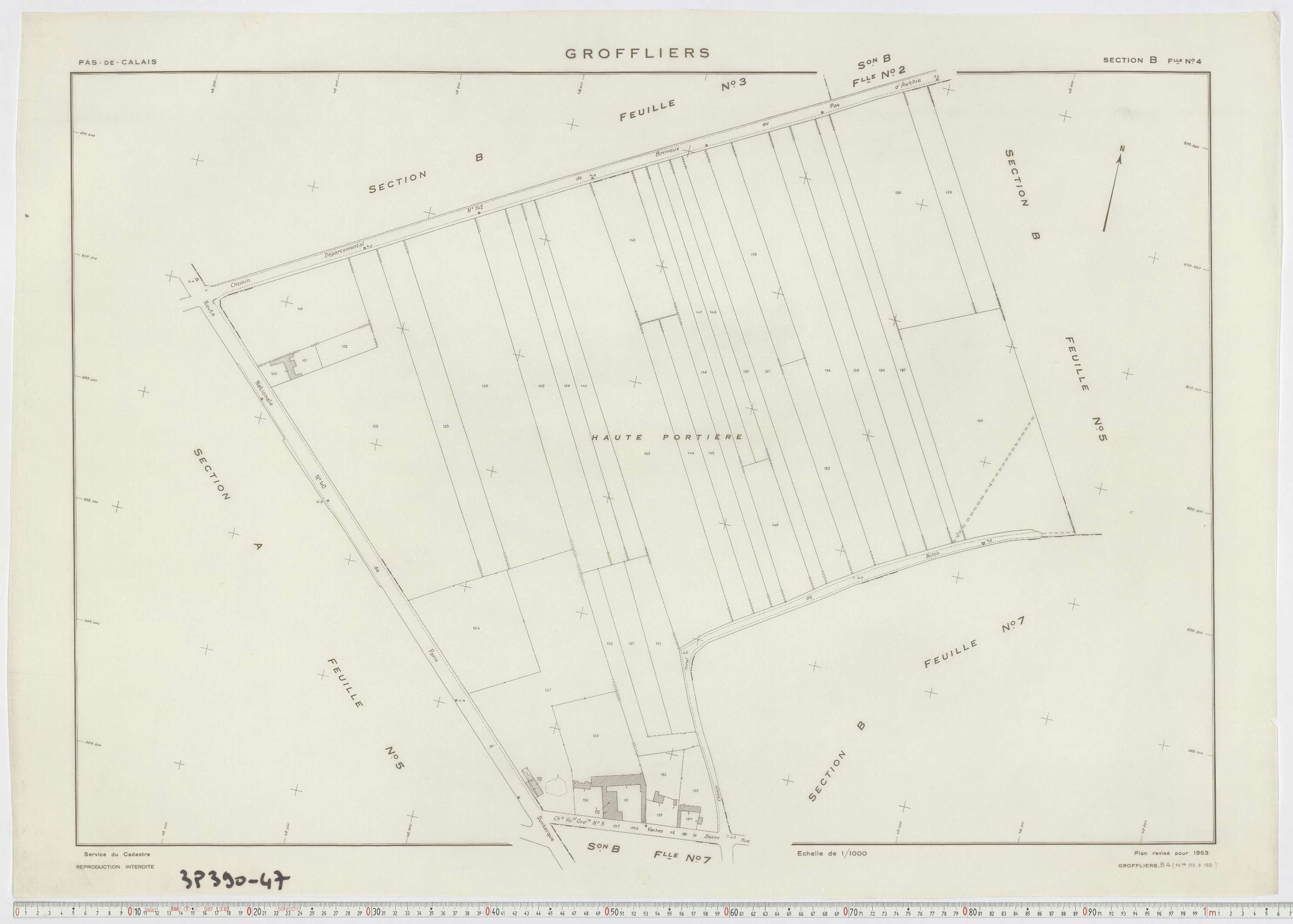 Groffliers - Section B, feuille 4.