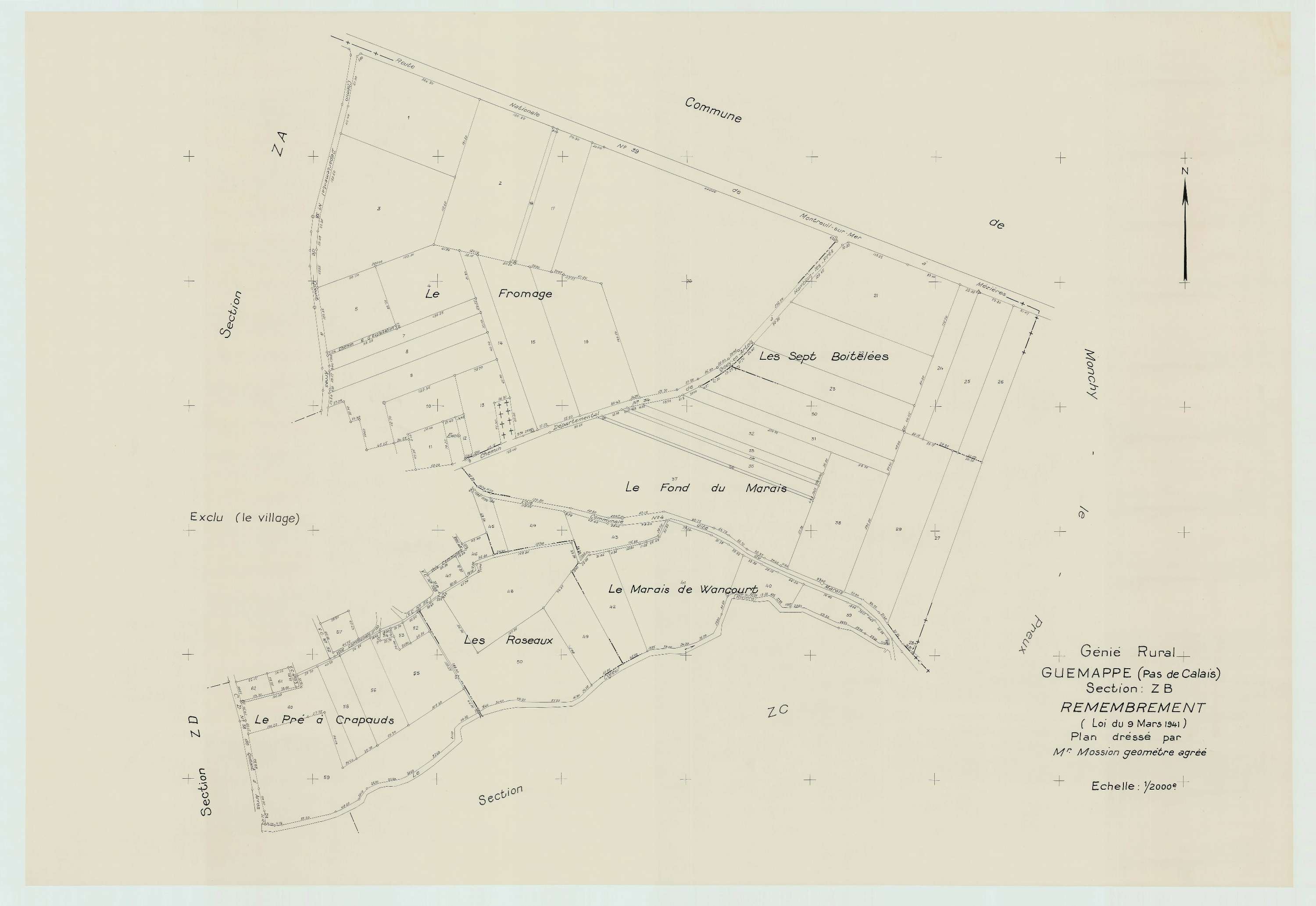 Guémappe - Plan de remembrement : section ZB.