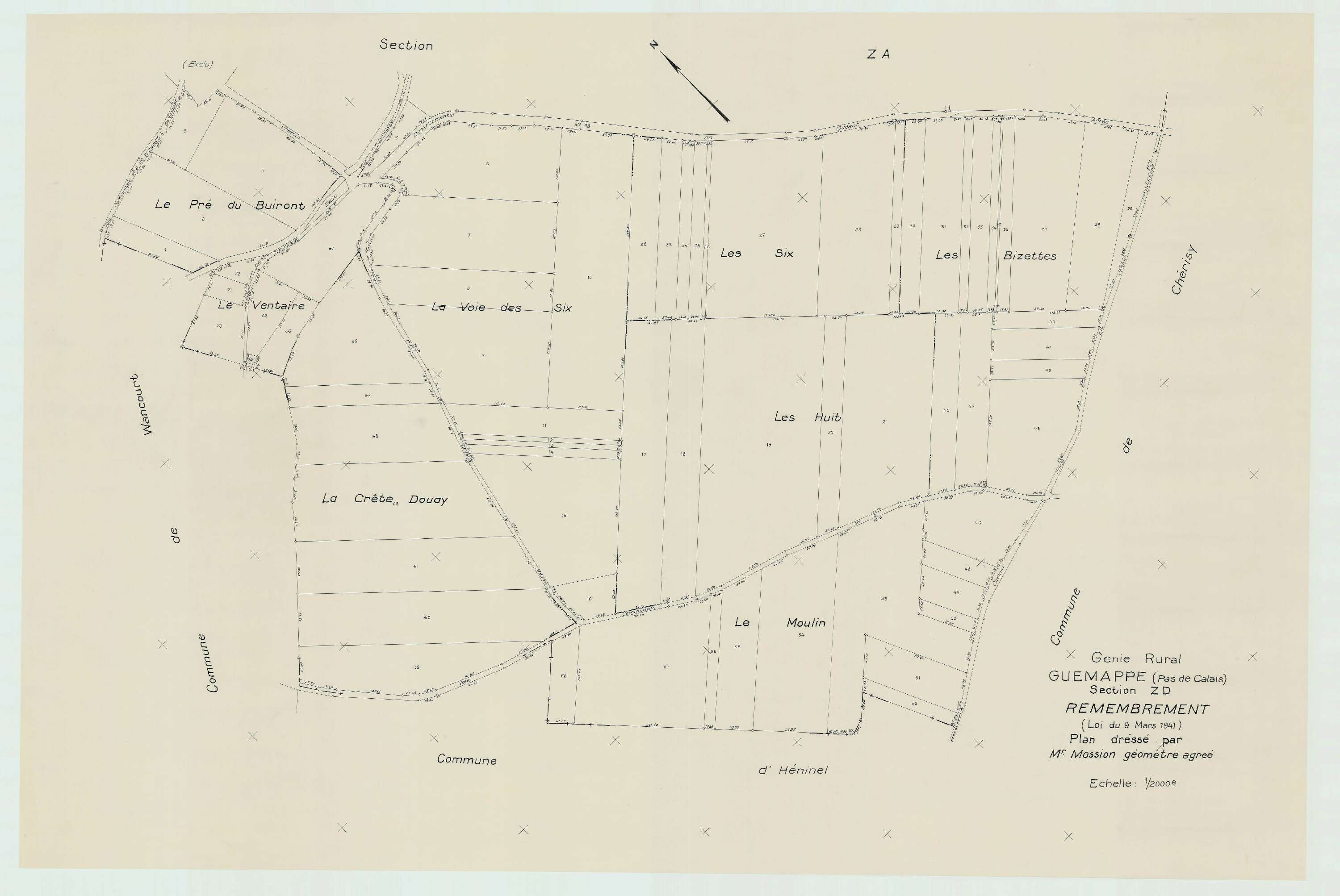 Guémappe - Plan de remembrement : section ZD.